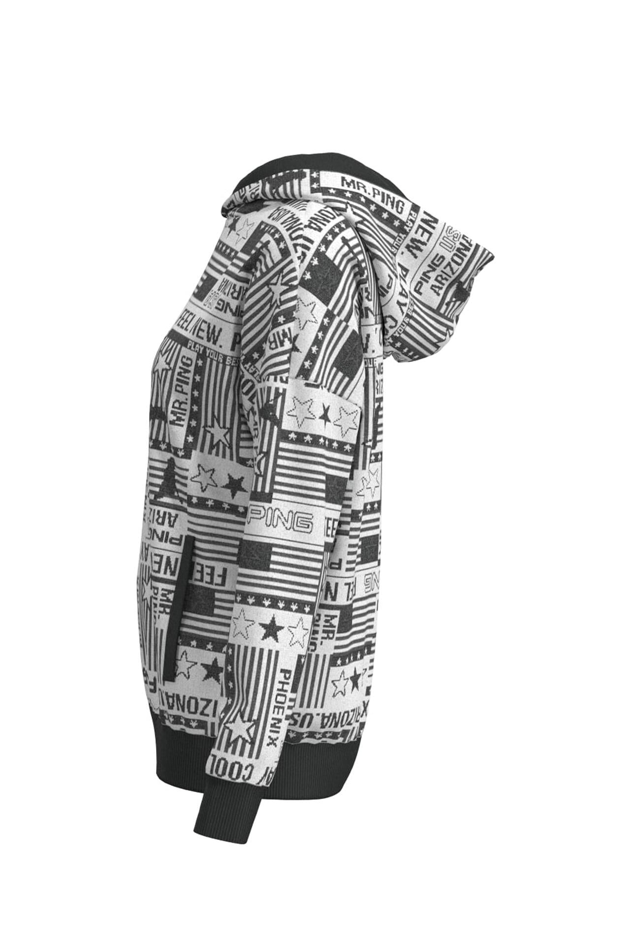 【PING APPAREL】Starry三色旗柄ジャガードニットフーディプルオーバー <NATIVE> (LADIES)