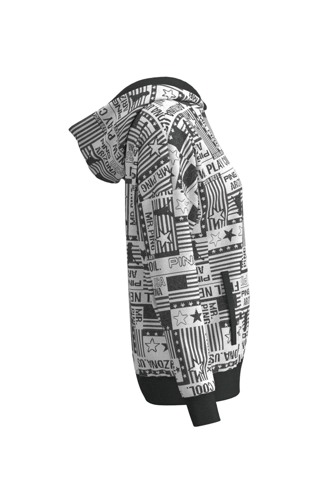 【PING APPAREL】Starry三色旗柄ジャガードニットフーディプルオーバー <NATIVE> (LADIES)