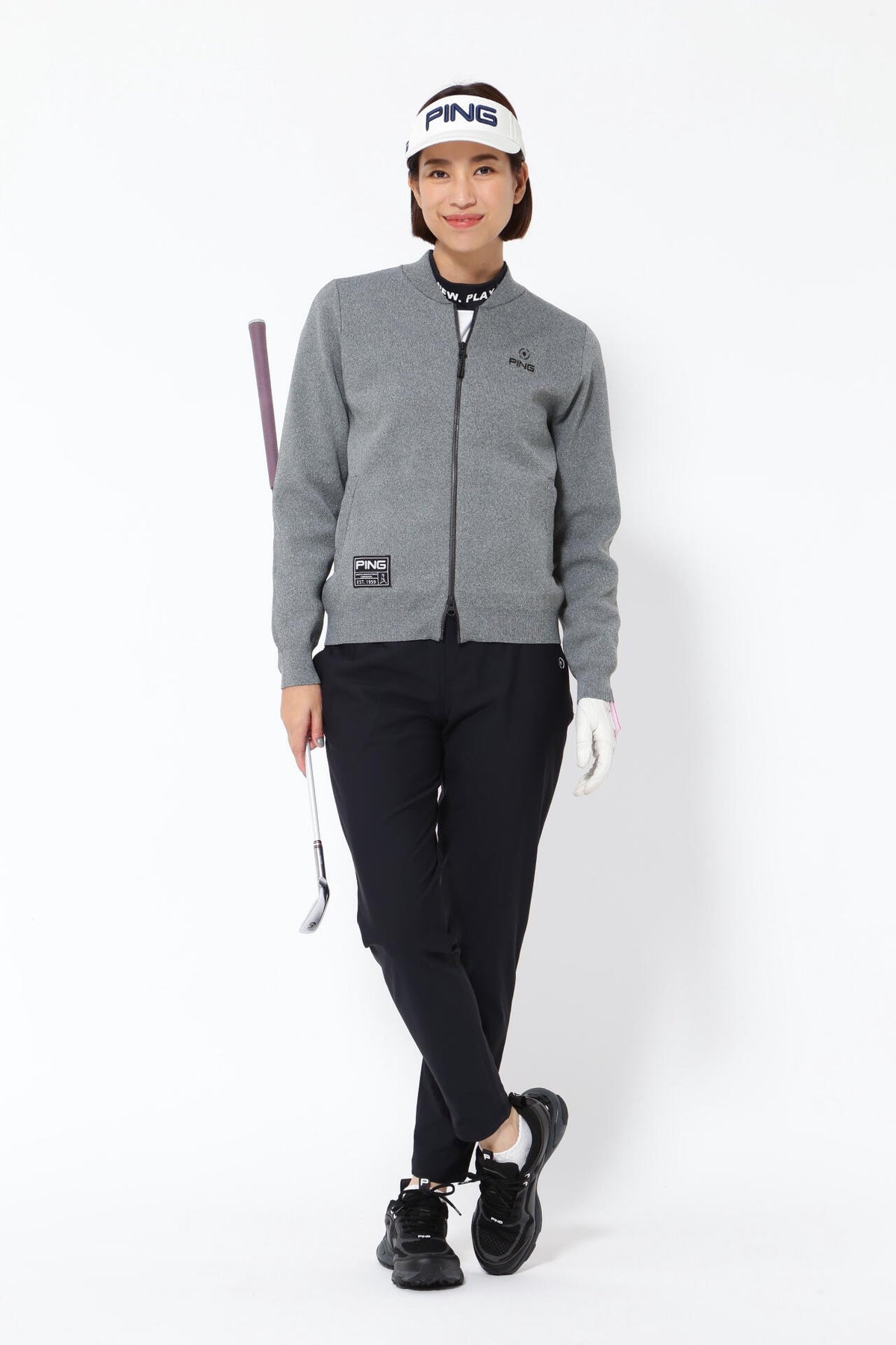 【PING APPAREL】フルジップニットブルゾン <GOLD> (LADIES)