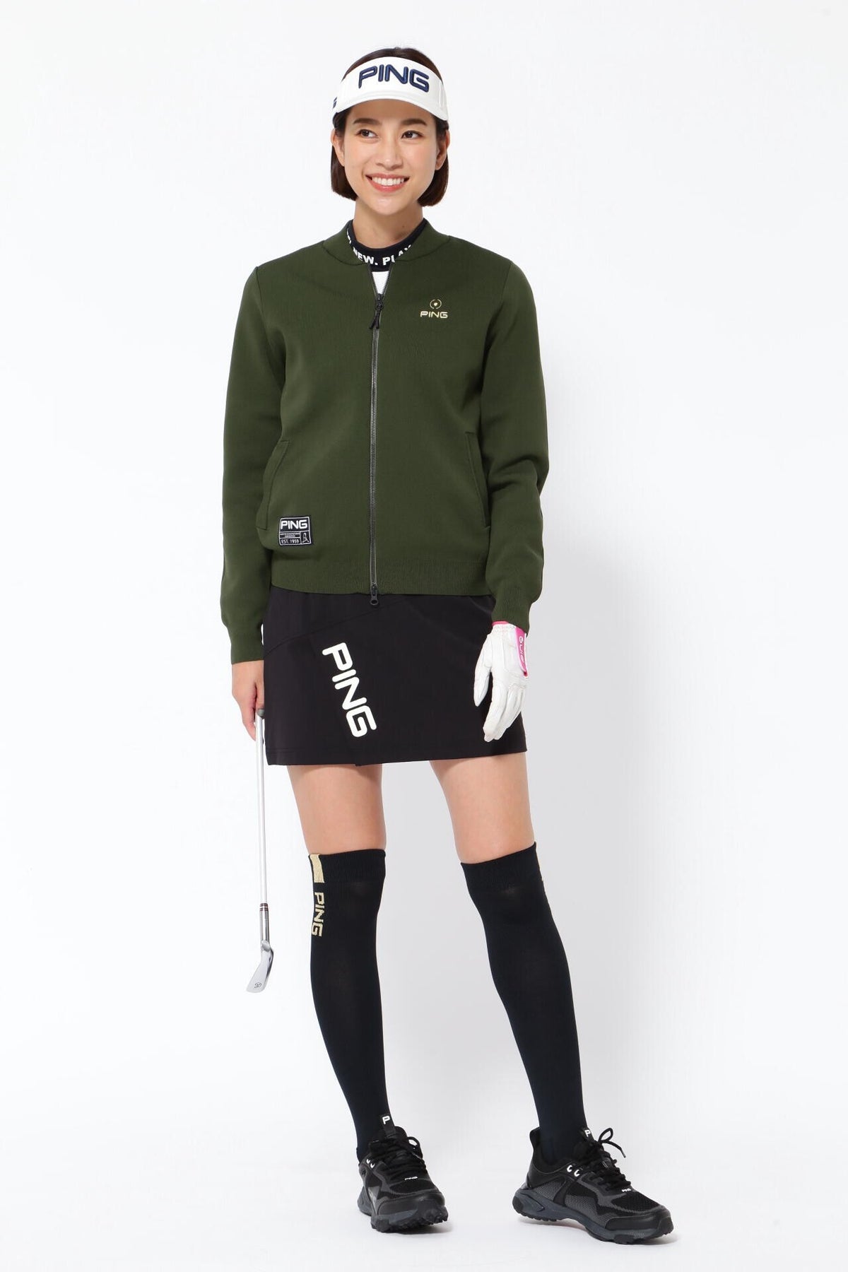 【PING APPAREL】フルジップニットブルゾン <GOLD> (LADIES)