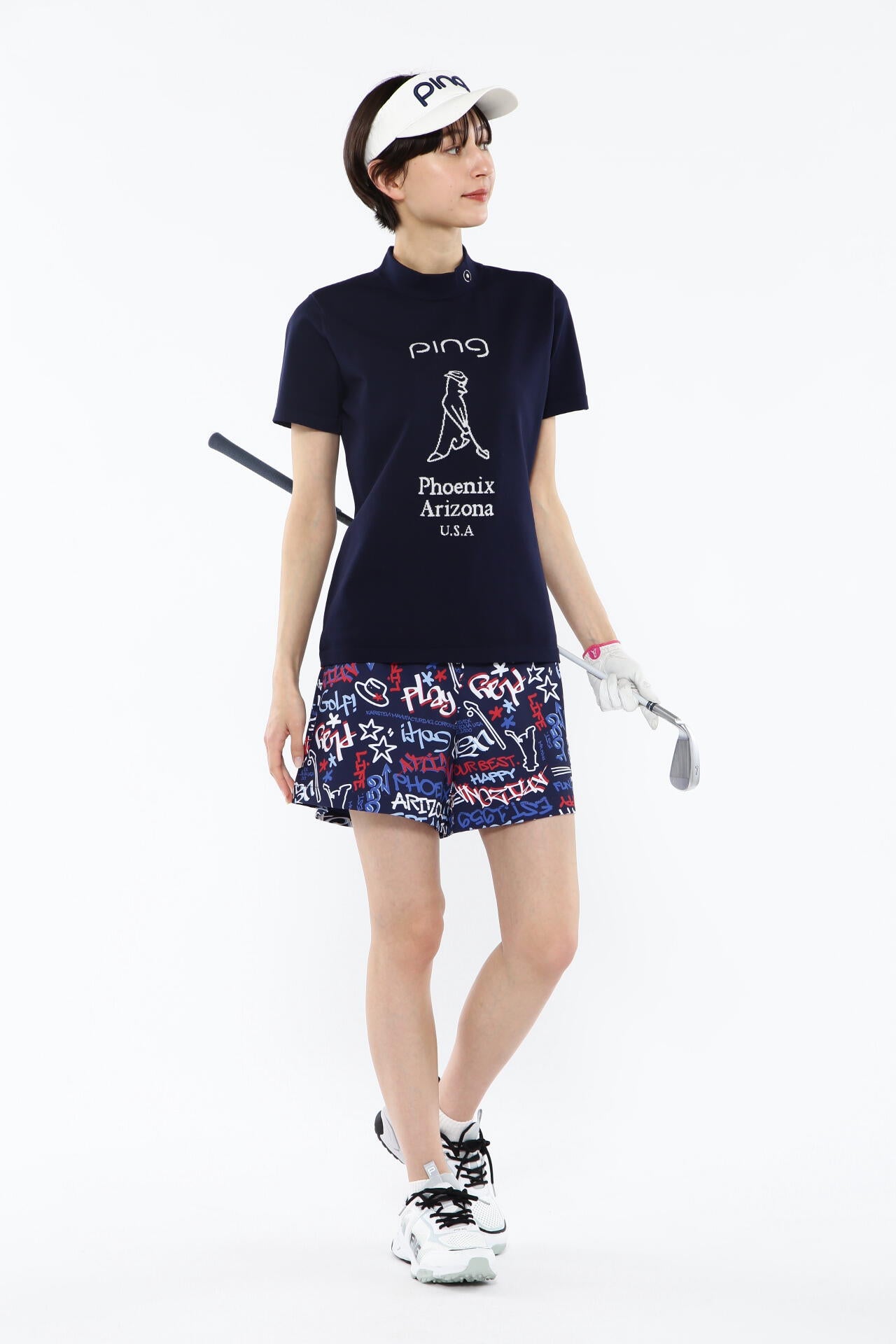 【PING APPAREL】タギングパターンストレッチショートパンツ <NATIVE> (LADIES)
