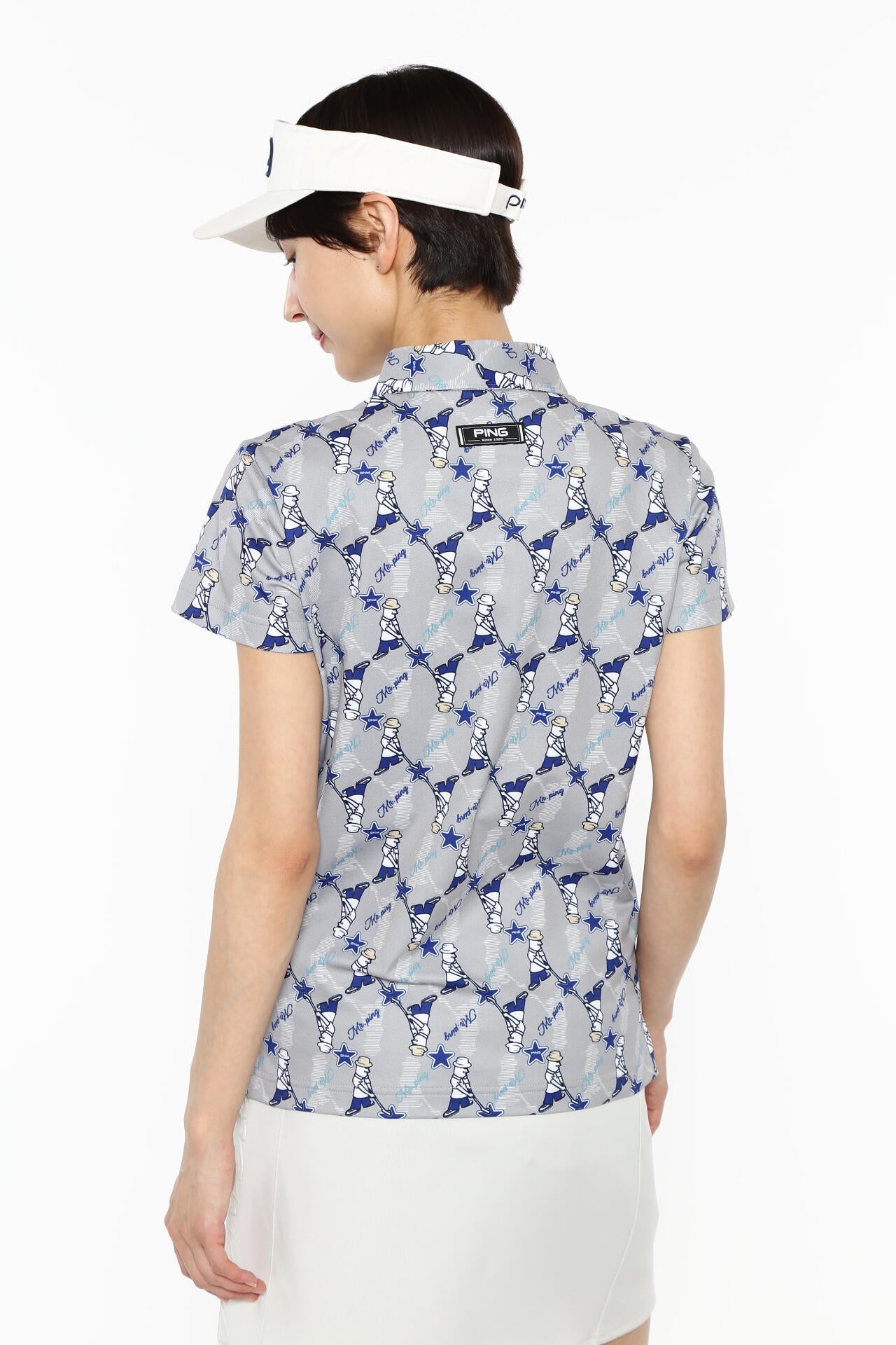 【PING APPAREL】Mr.PING総柄プリント半袖ポロシャツ <NATIVE> (LADIES)