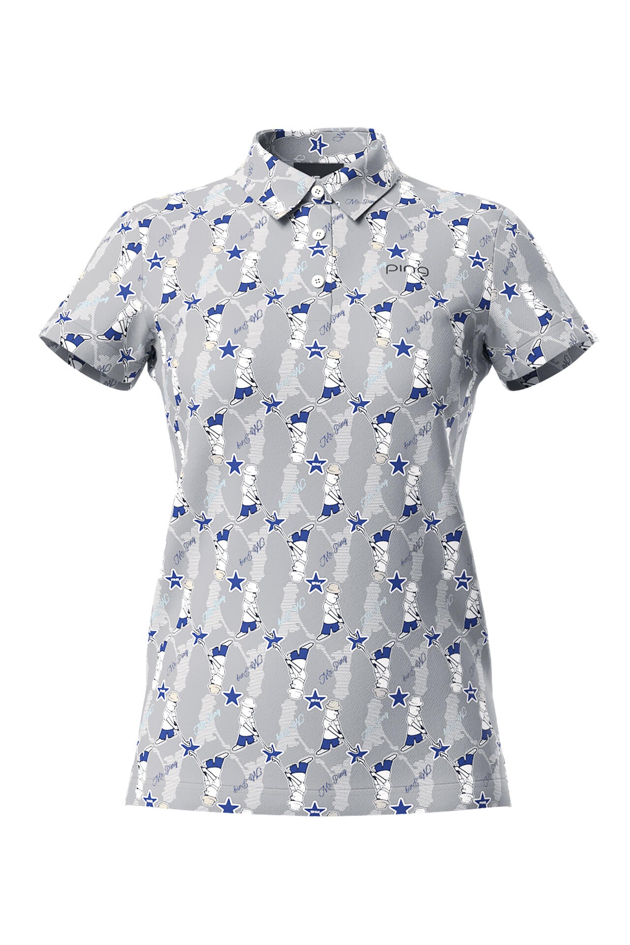 【PING APPAREL】Mr.PING総柄プリント半袖ポロシャツ <NATIVE> (LADIES)