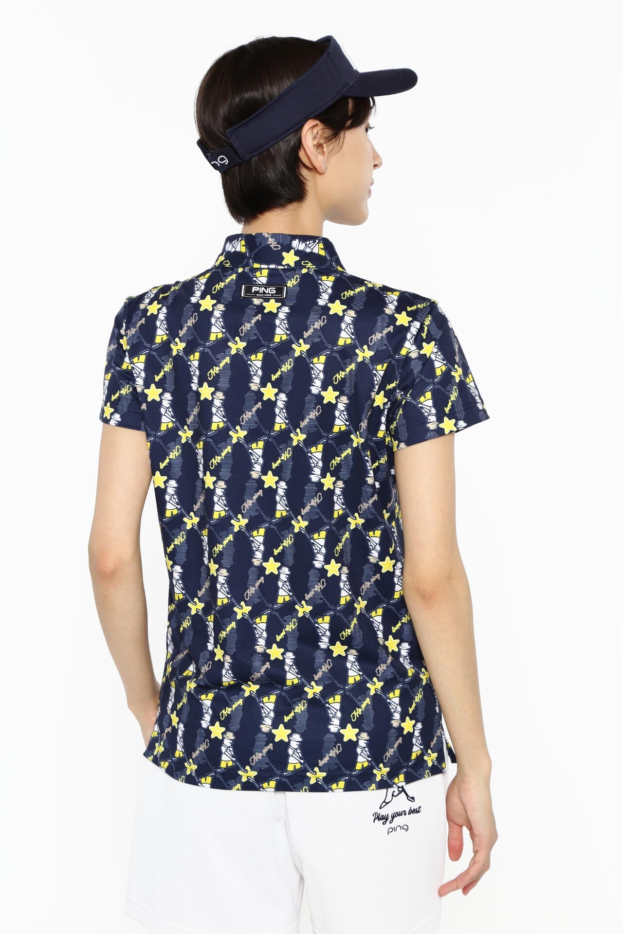 【PING APPAREL】Mr.PING総柄プリント半袖ポロシャツ <NATIVE> (LADIES)
