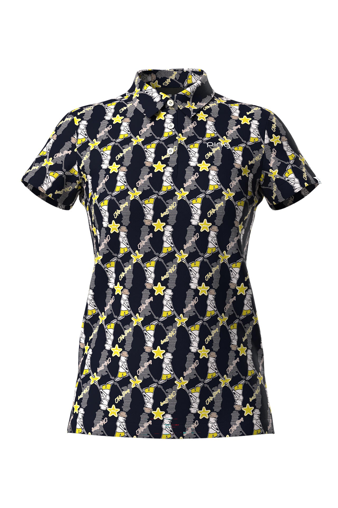 【PING APPAREL】Mr.PING総柄プリント半袖ポロシャツ <NATIVE> (LADIES)