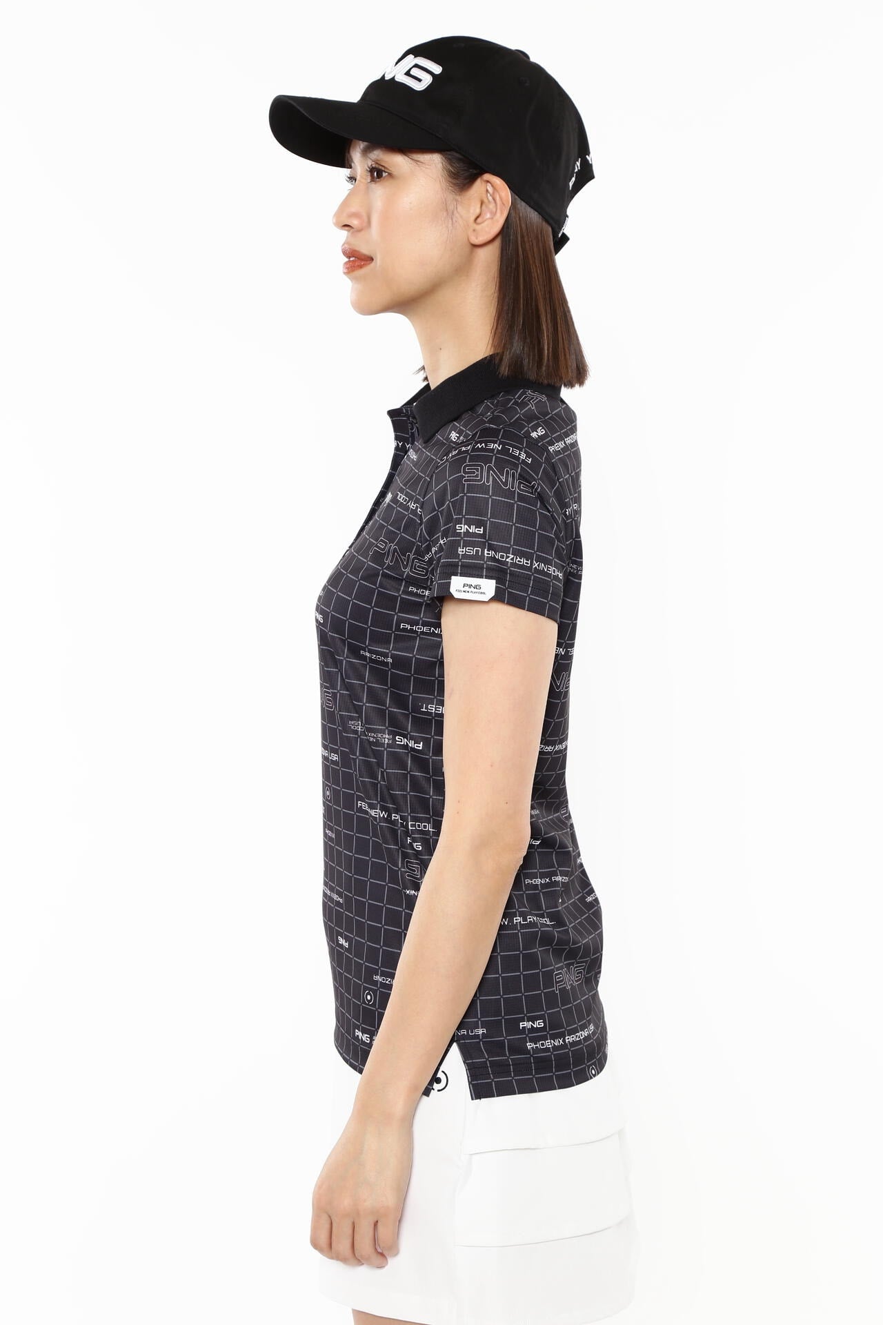 【PING APPAREL】デジタルグリッド柄サラマックスUV半袖ポロシャツ <PERFORMANCE> (LADIES)
