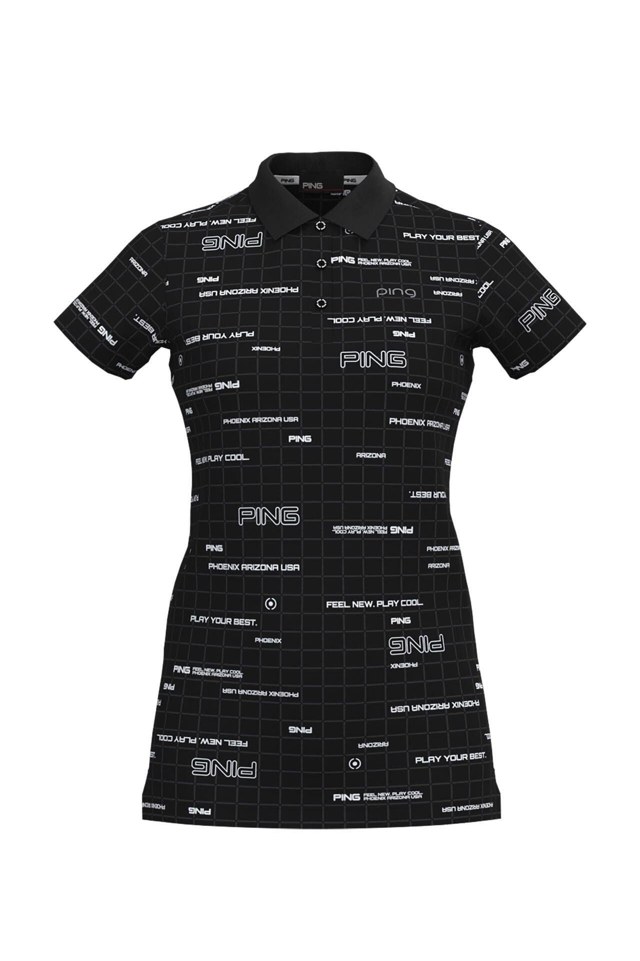 【PING APPAREL】デジタルグリッド柄サラマックスUV半袖ポロシャツ <PERFORMANCE> (LADIES)