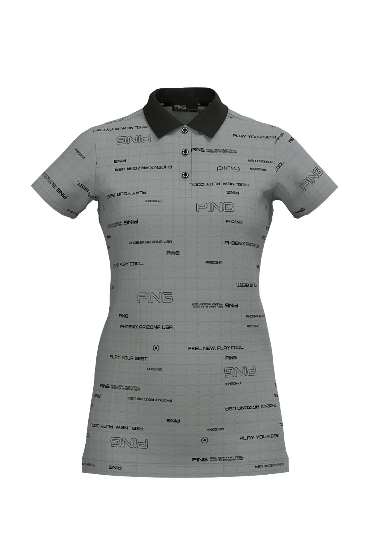 【PING APPAREL】デジタルグリッド柄サラマックスUV半袖ポロシャツ <PERFORMANCE> (LADIES)