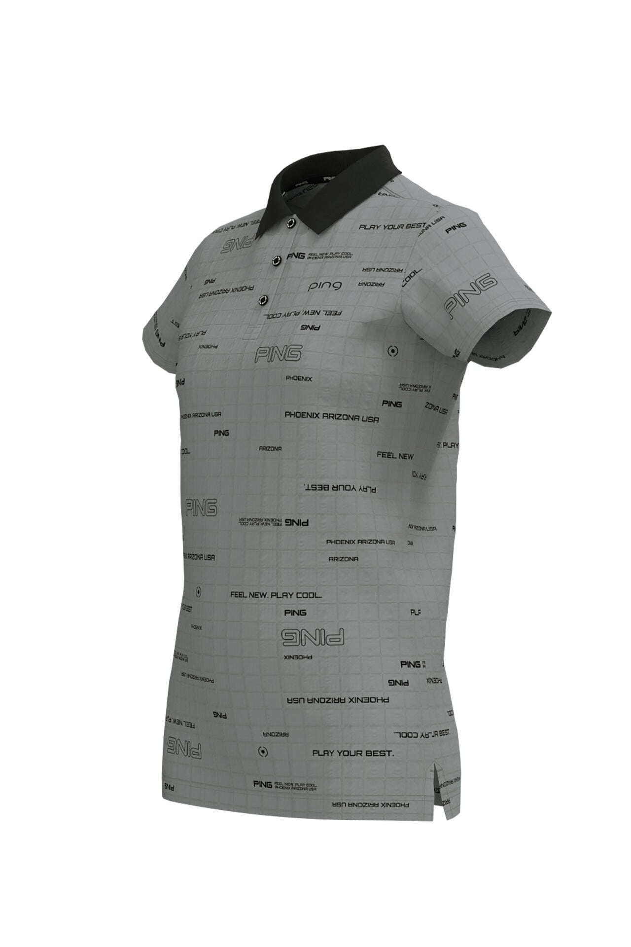 【PING APPAREL】デジタルグリッド柄サラマックスUV半袖ポロシャツ <PERFORMANCE> (LADIES)