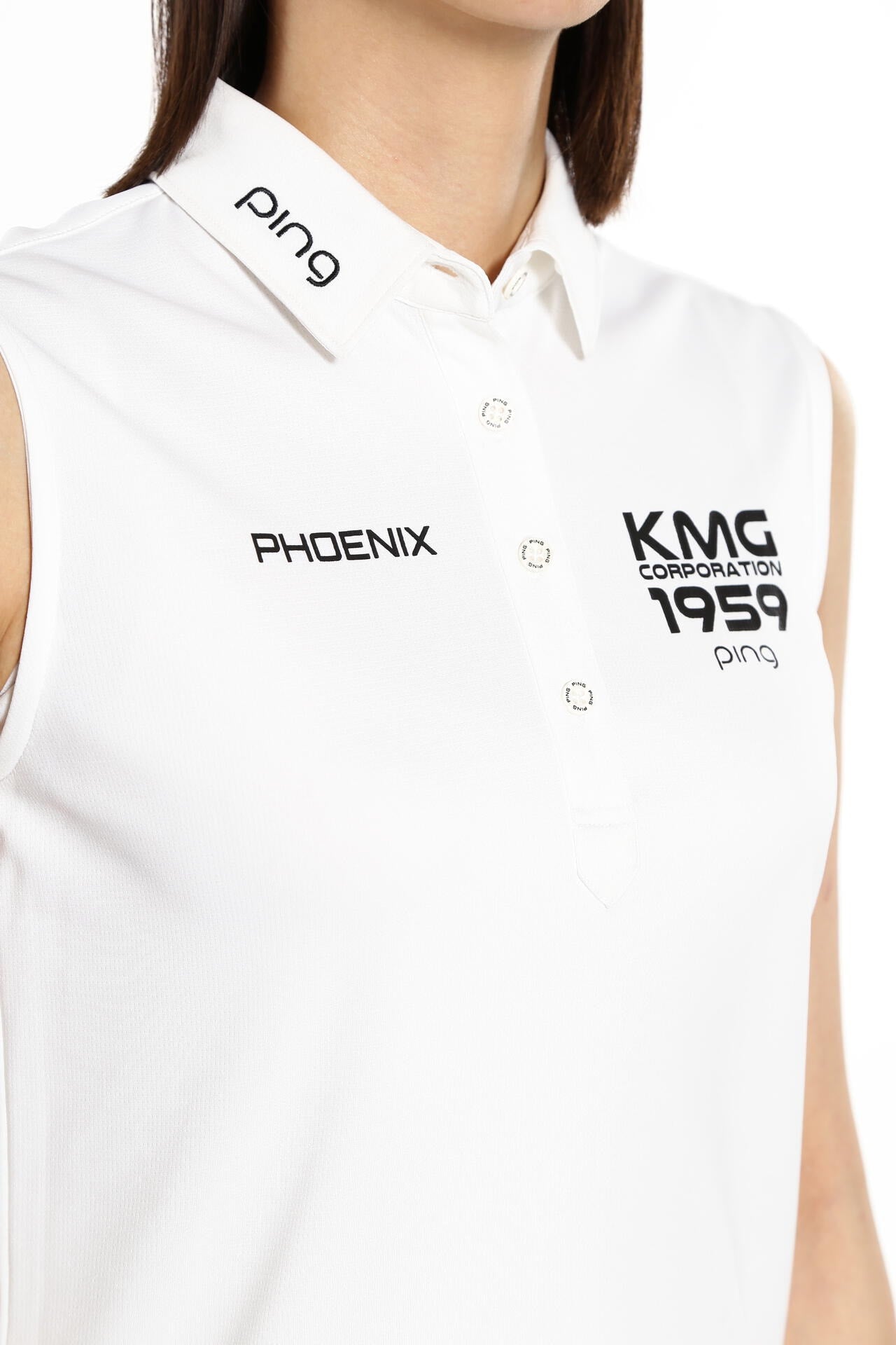 【PING APPAREL】涼感ストレッチメッシュカノコスリーブレスポロシャツ <PERFORMANCE> (LADIES)