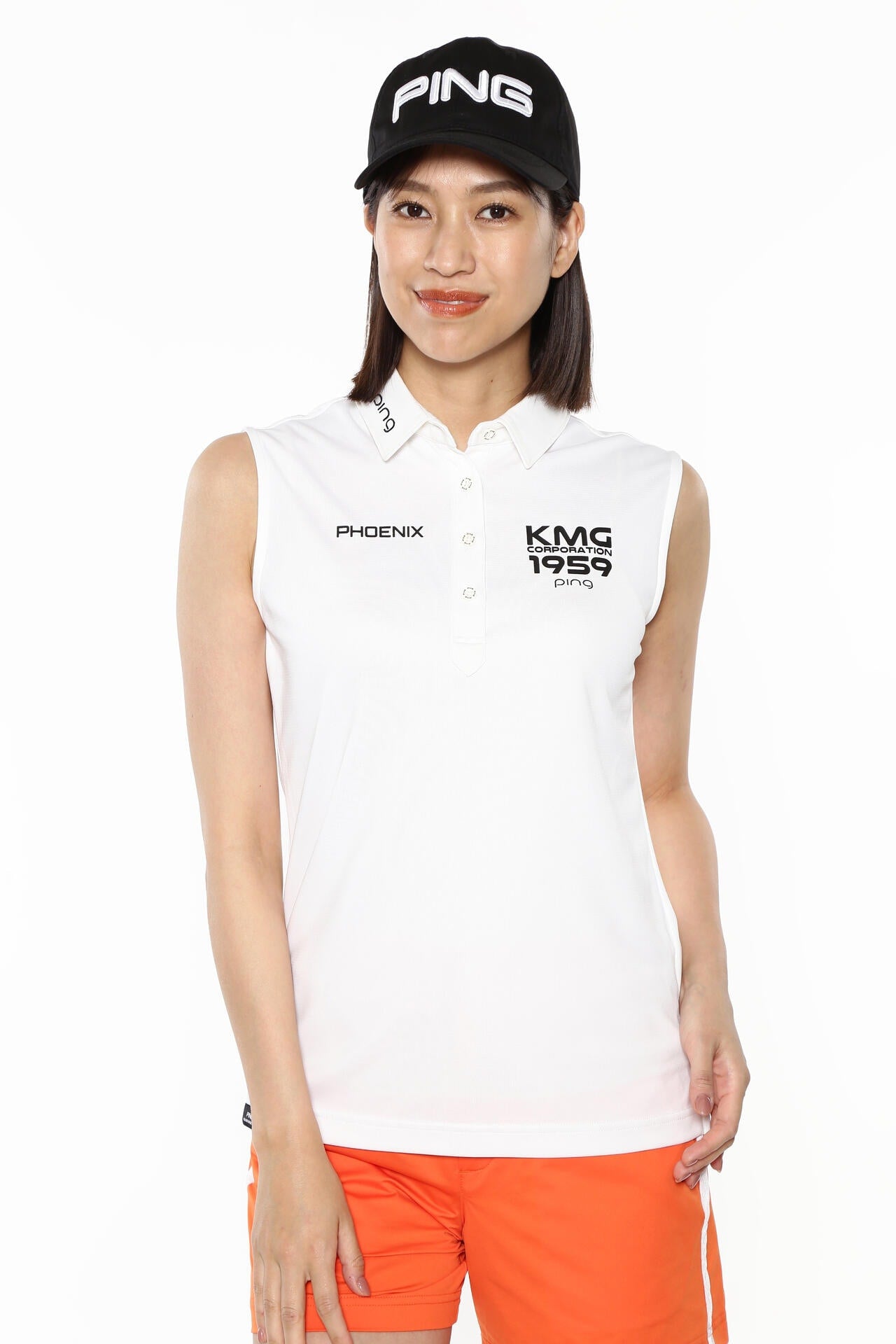 【PING APPAREL】涼感ストレッチメッシュカノコスリーブレスポロシャツ <PERFORMANCE> (LADIES)