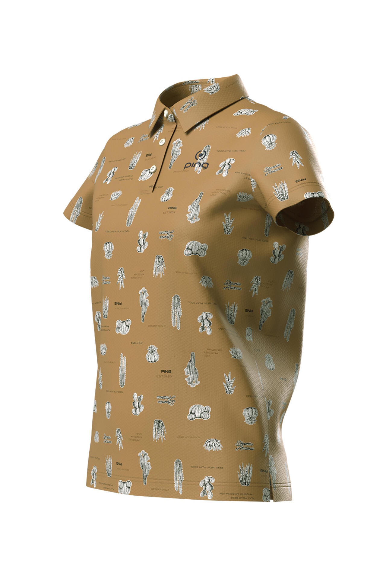 【PING APPAREL】サボテン柄 クイックドライ半袖ポロシャツ <NATIVE> (LADIES)