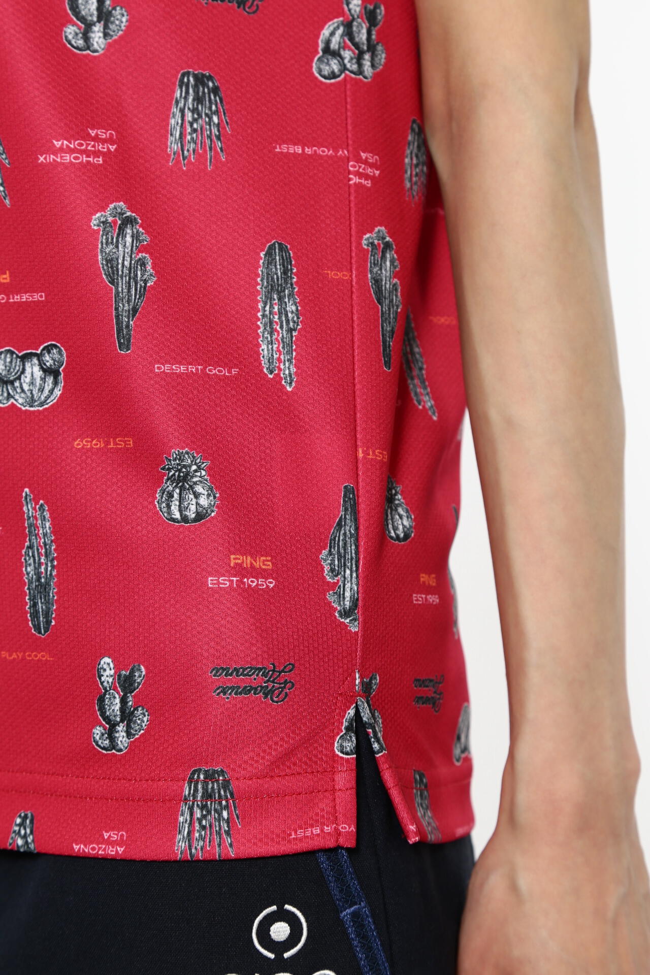 【PING APPAREL】サボテン柄 クイックドライ半袖ポロシャツ <NATIVE> (LADIES)