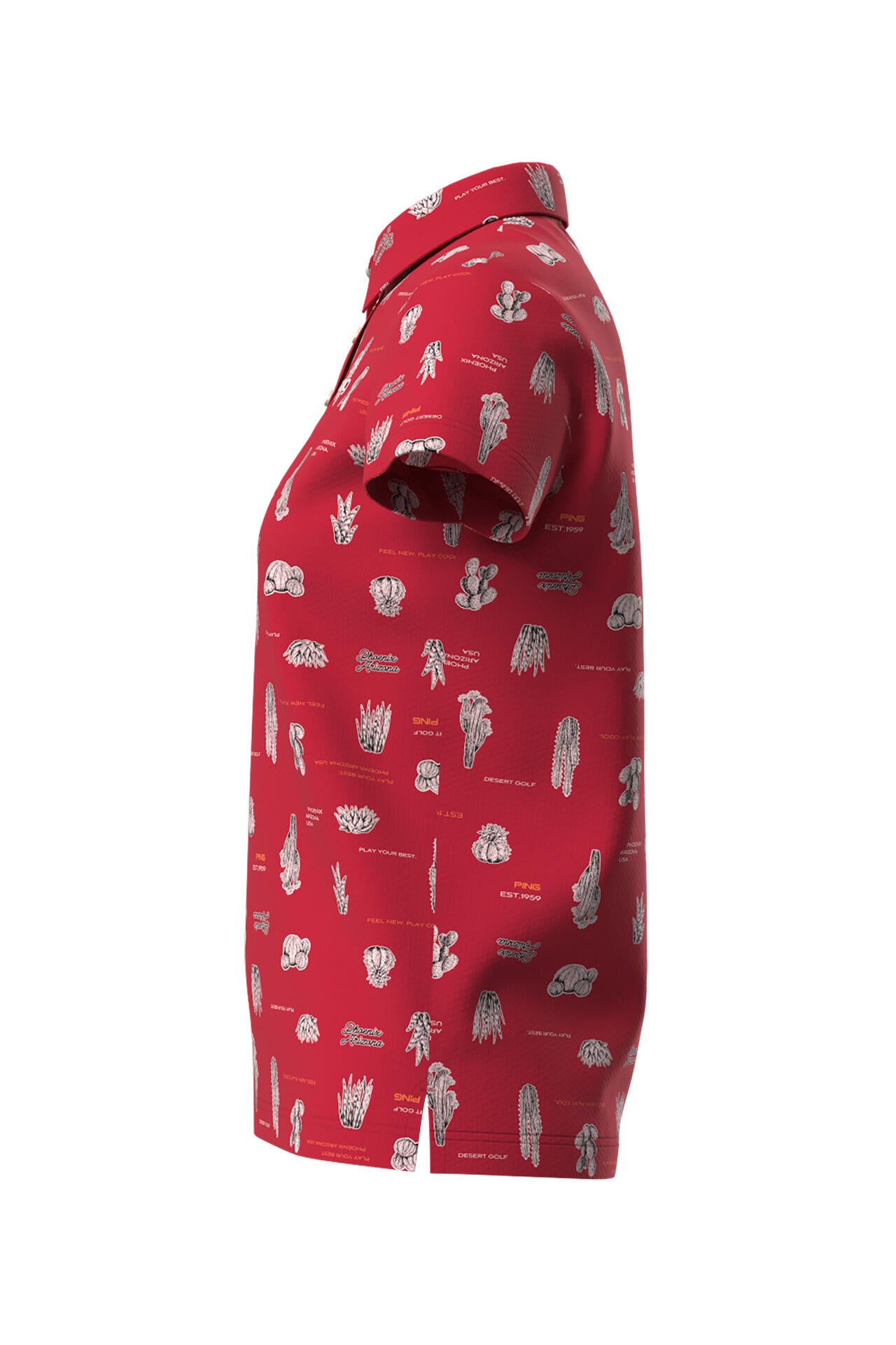 【PING APPAREL】サボテン柄 クイックドライ半袖ポロシャツ <NATIVE> (LADIES)