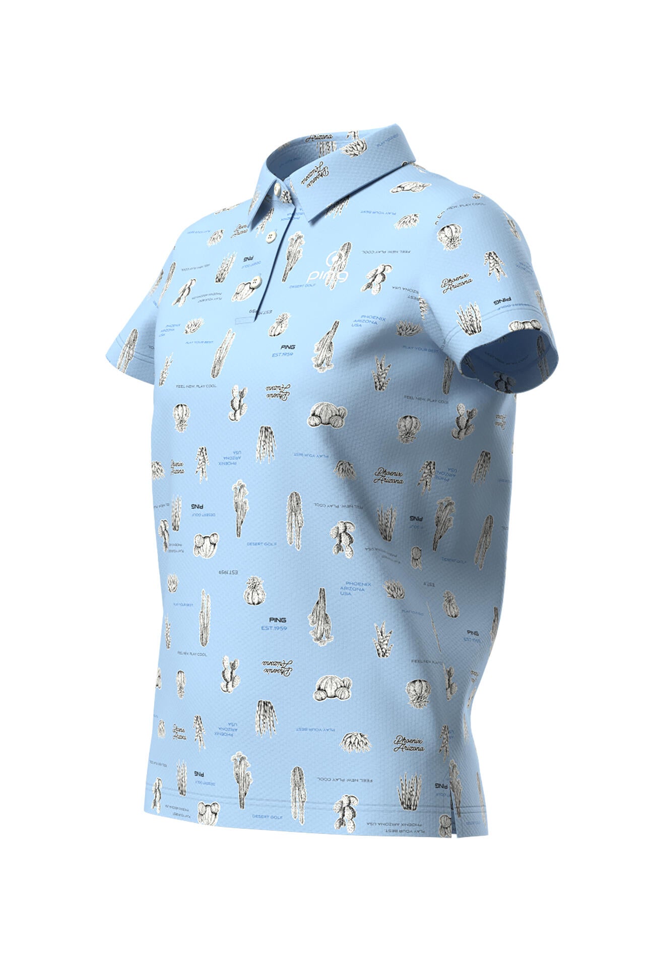 【PING APPAREL】サボテン柄 クイックドライ半袖ポロシャツ <NATIVE> (LADIES)