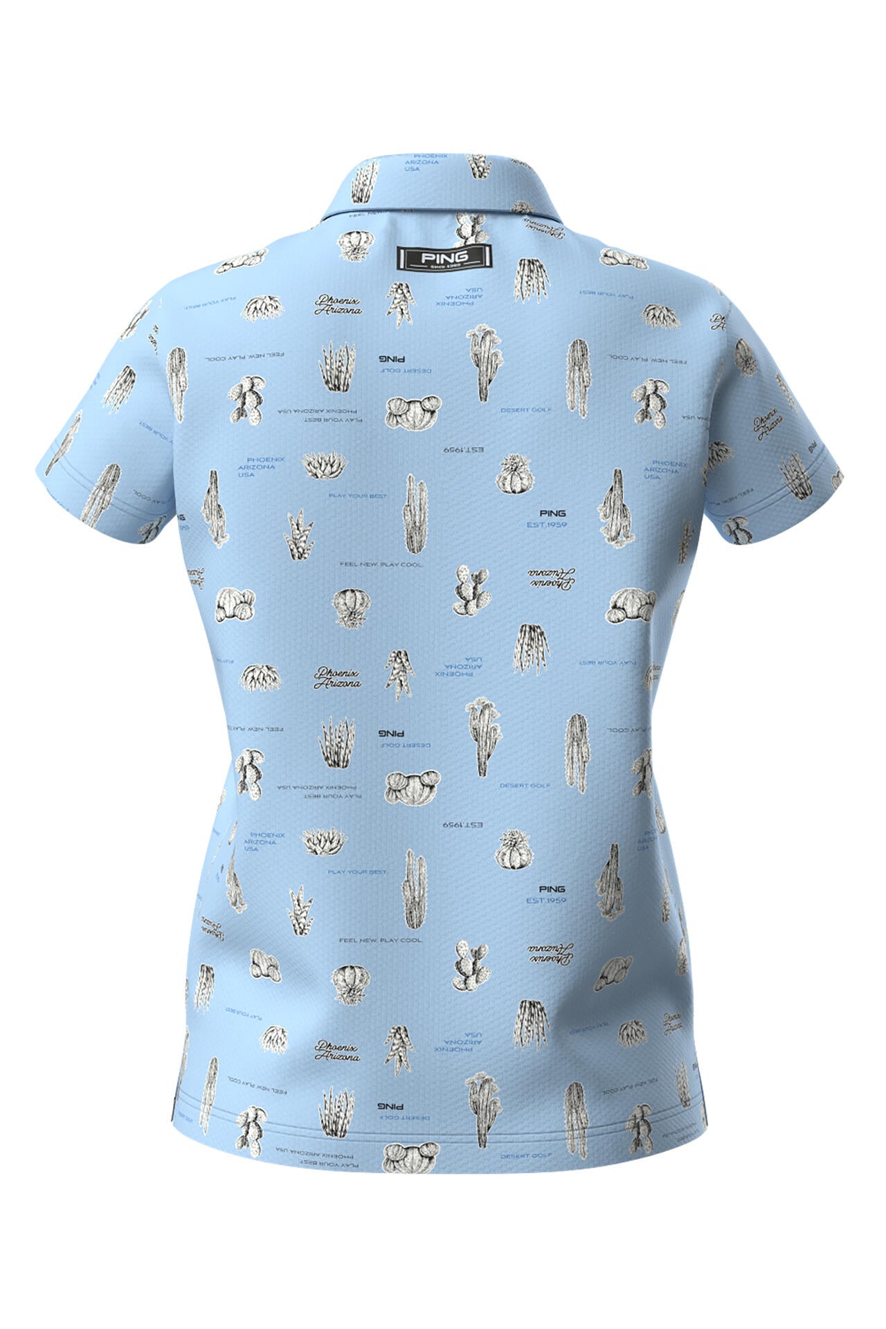 【PING APPAREL】サボテン柄 クイックドライ半袖ポロシャツ <NATIVE> (LADIES)