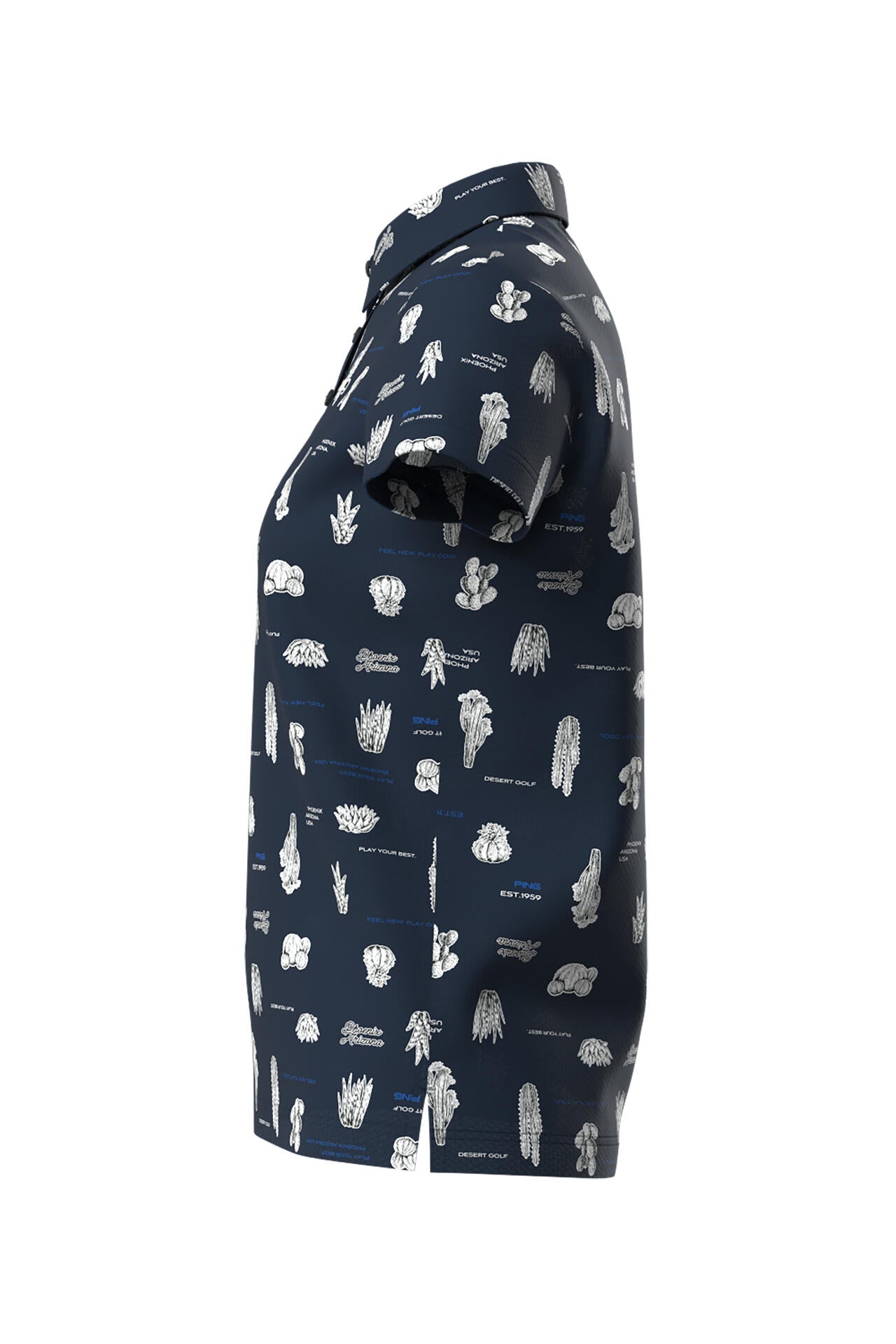【PING APPAREL】サボテン柄 クイックドライ半袖ポロシャツ <NATIVE> (LADIES)