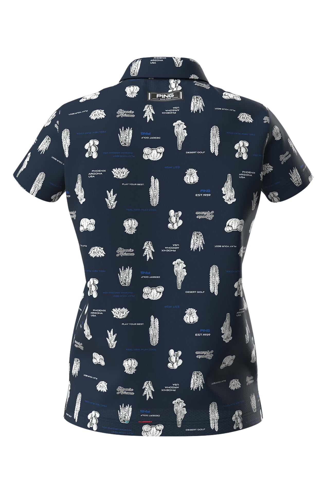 【PING APPAREL】サボテン柄 クイックドライ半袖ポロシャツ <NATIVE> (LADIES)