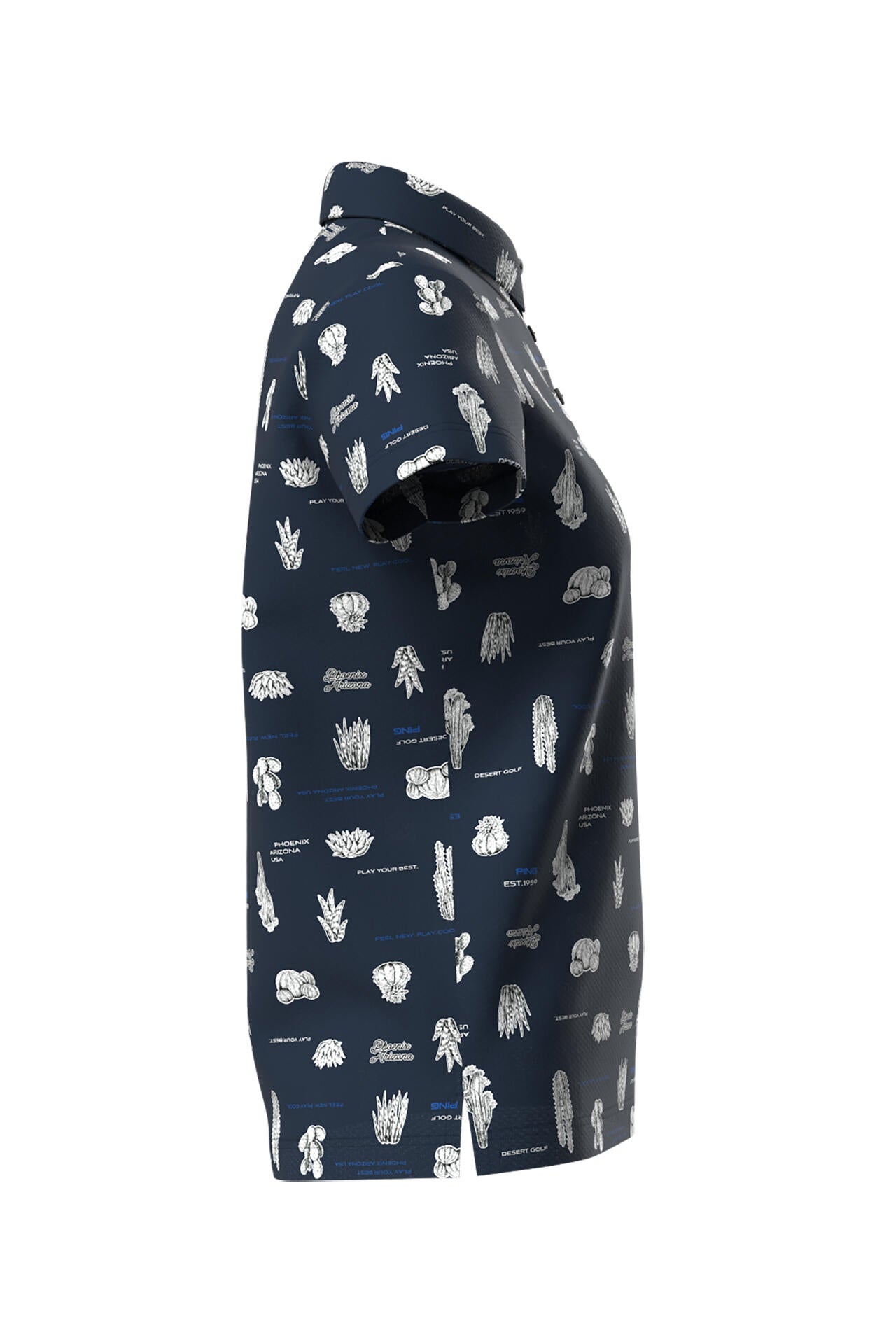 【PING APPAREL】サボテン柄 クイックドライ半袖ポロシャツ <NATIVE> (LADIES)