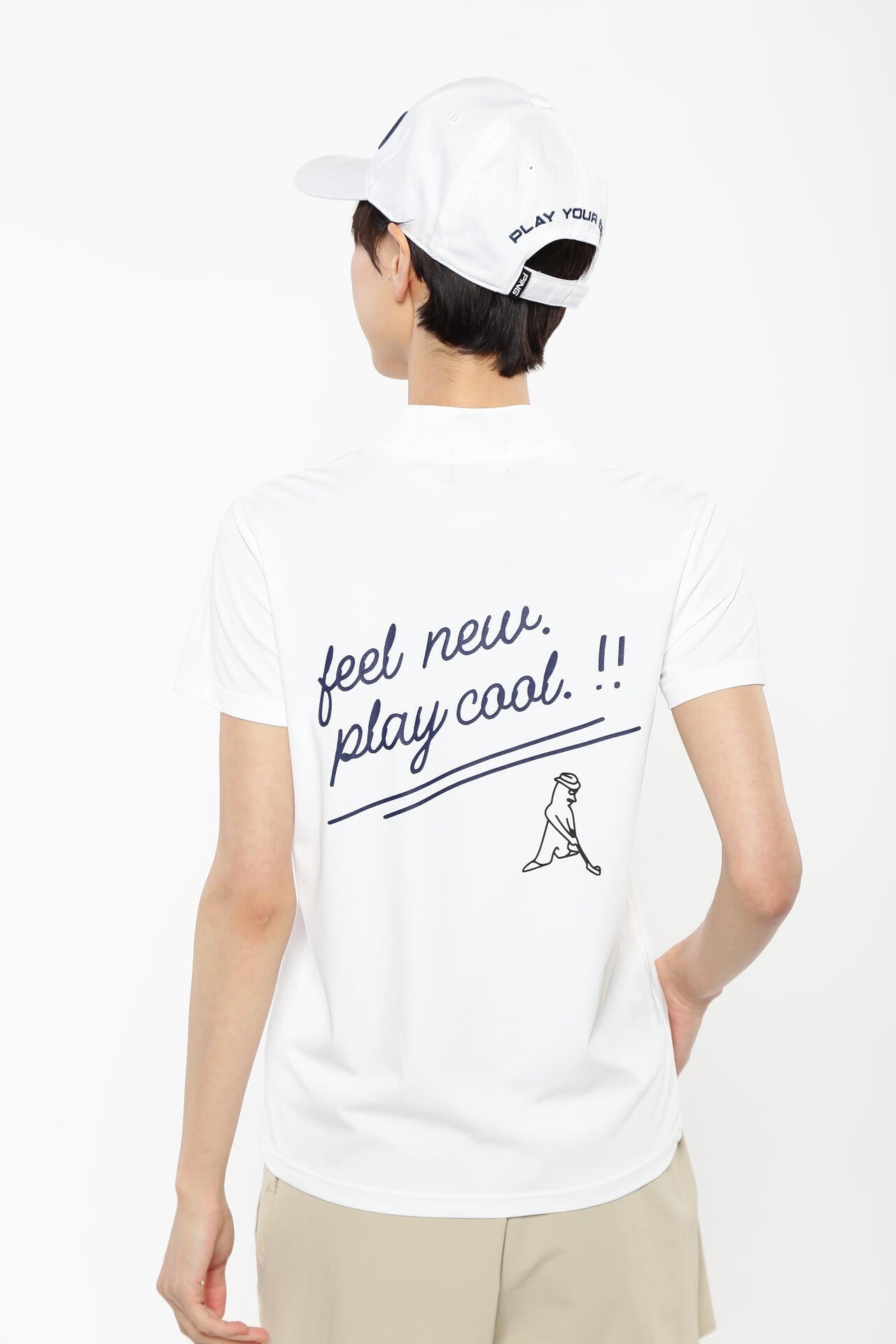 【PING APPAREL】UVプリント天竺半袖ハイネックカットソー <LADIES> (LADIES)