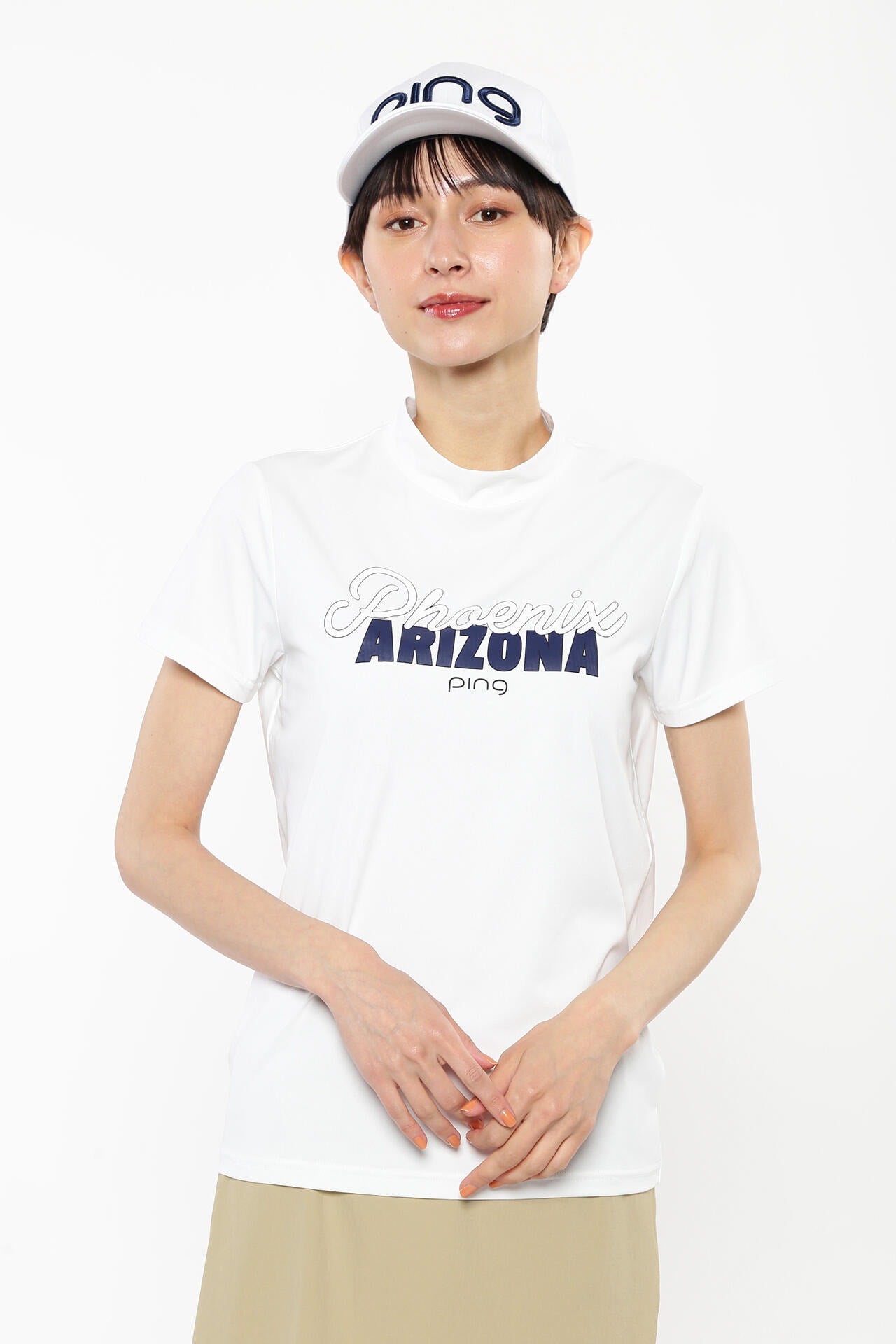 【PING APPAREL】UVプリント天竺半袖ハイネックカットソー <LADIES> (LADIES)