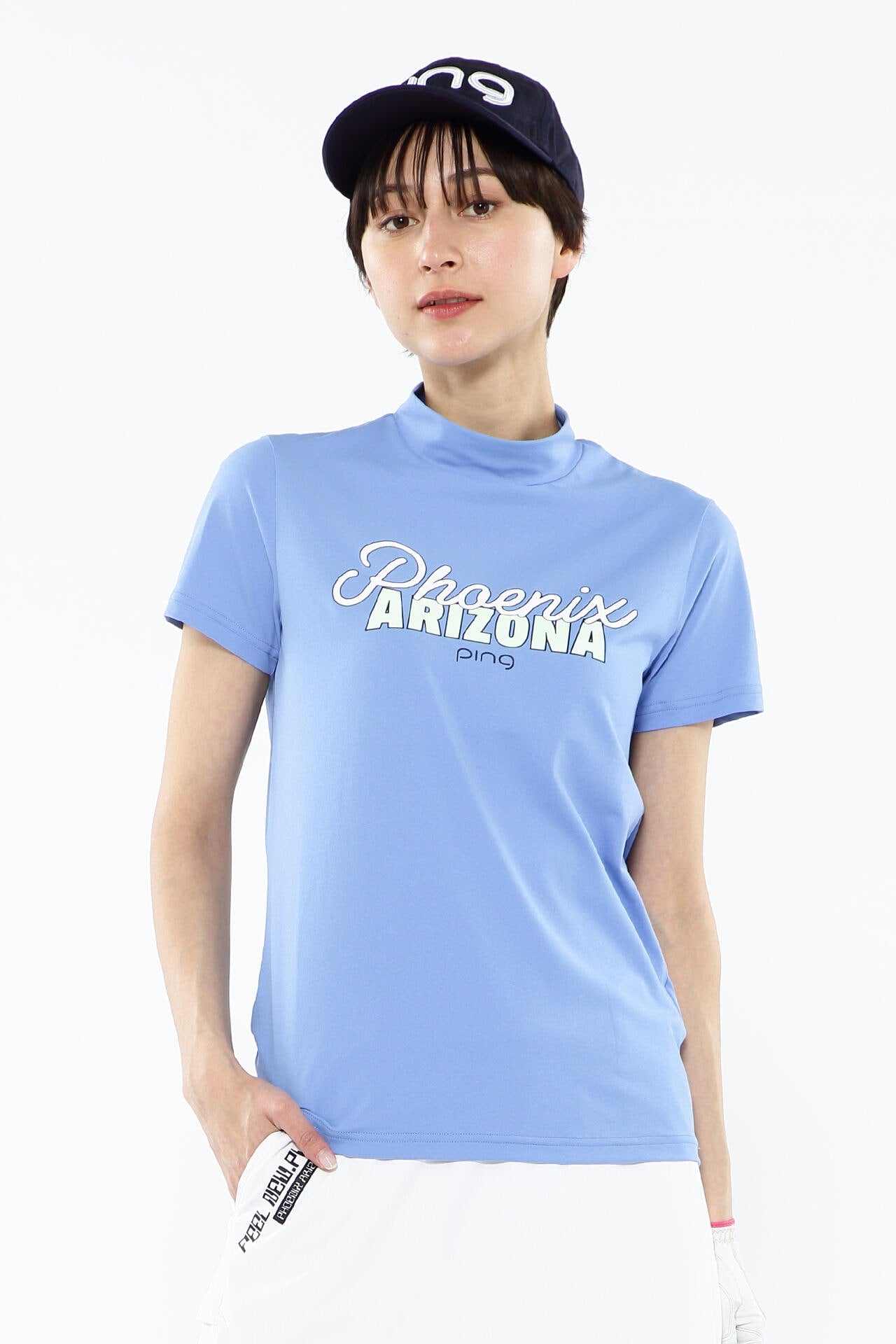 【PING APPAREL】UVプリント天竺半袖ハイネックカットソー <LADIES> (LADIES)