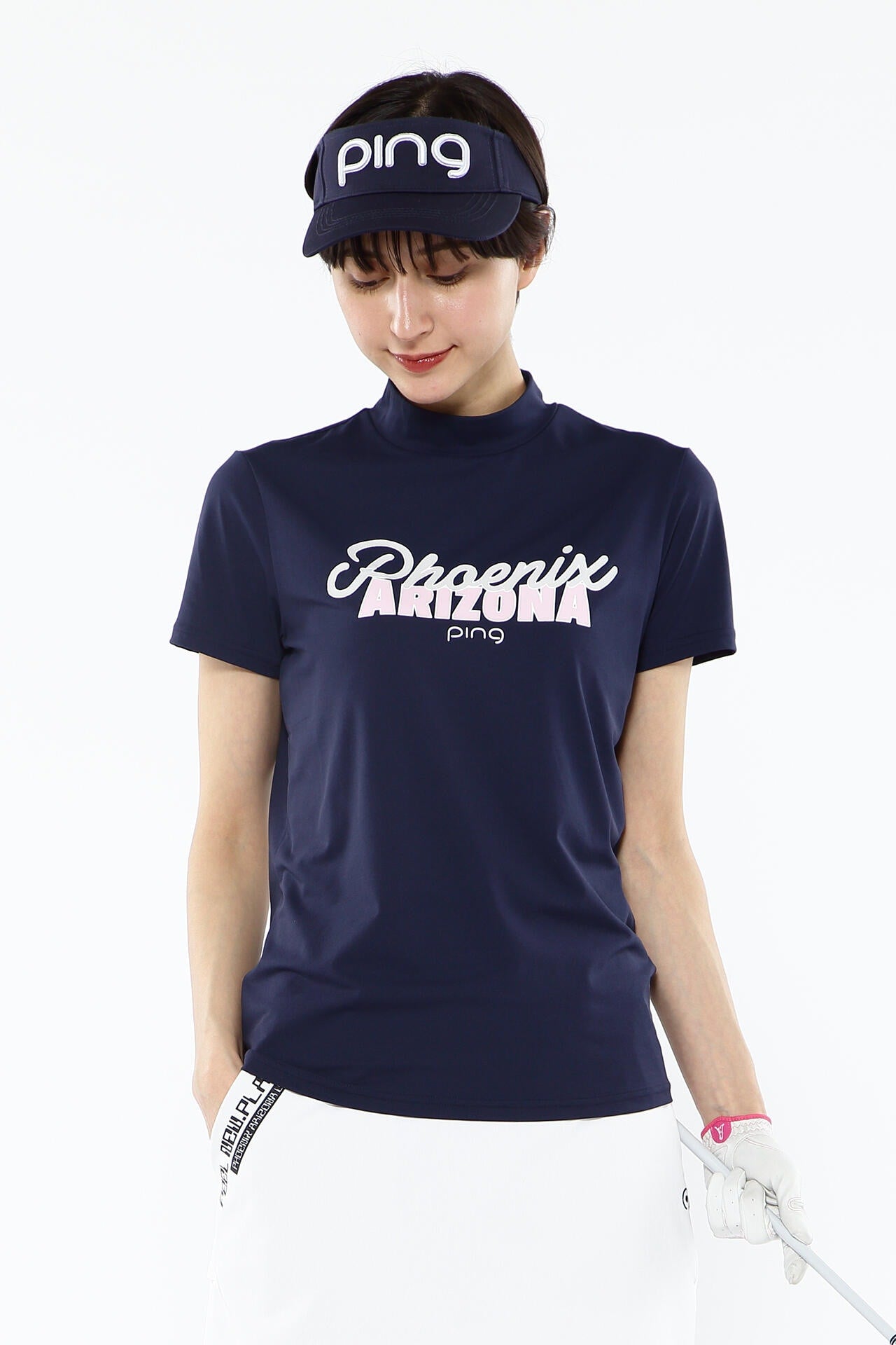 【PING APPAREL】UVプリント天竺半袖ハイネックカットソー <LADIES> (LADIES)