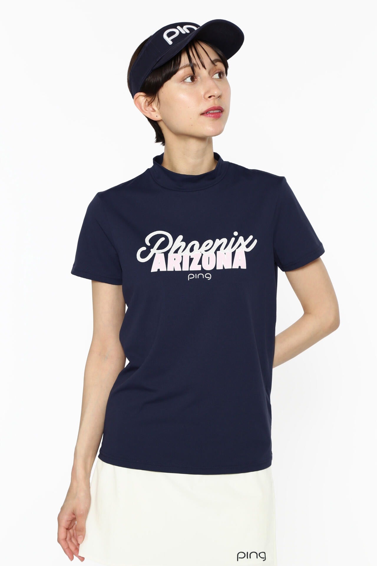 【PING APPAREL】UVプリント天竺半袖ハイネックカットソー <LADIES> (LADIES)