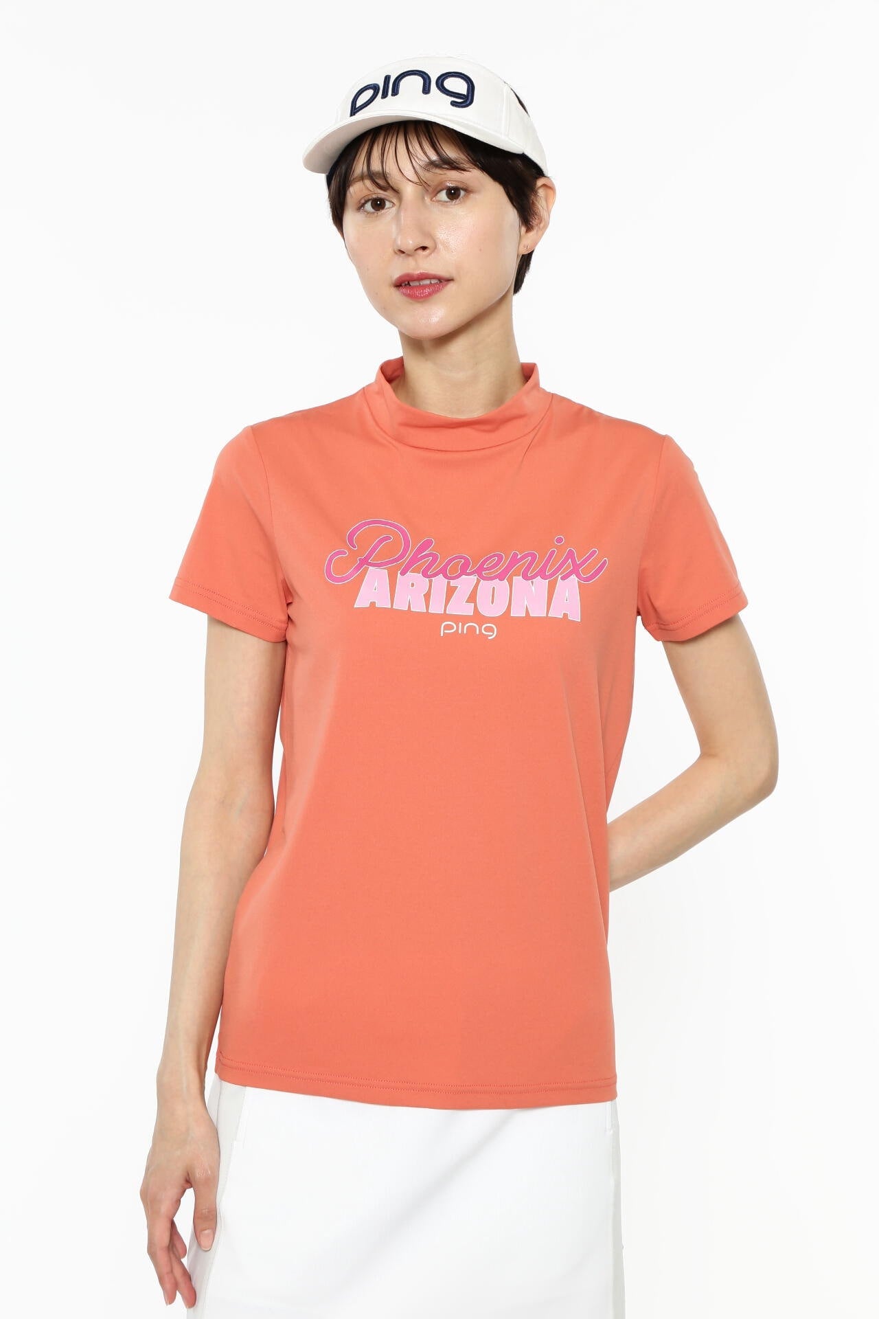【PING APPAREL】UVプリント天竺半袖ハイネックカットソー <LADIES> (LADIES)
