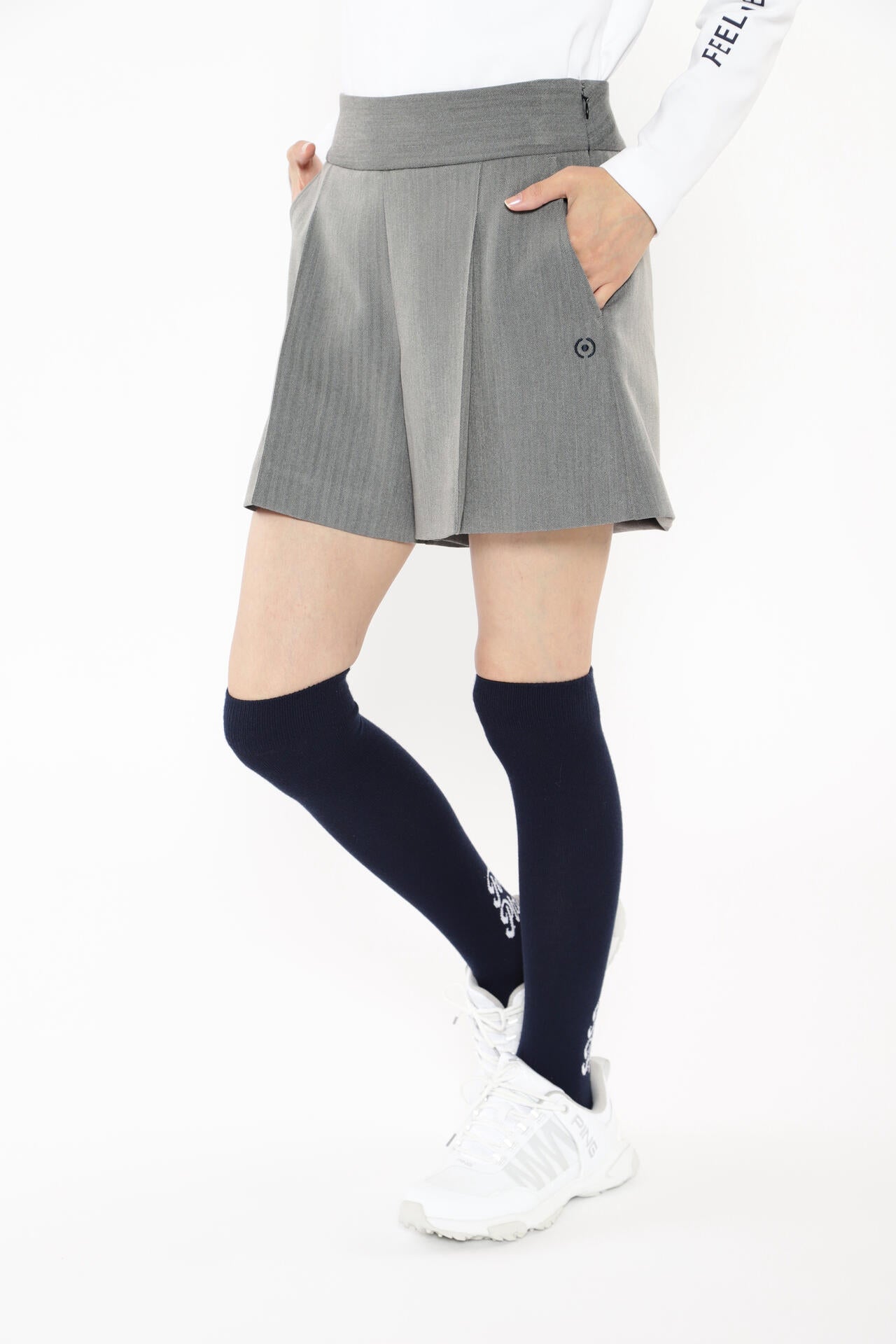 【PING APPAREL】ヘリンボーン全方向ストレッチストレッチ総裏仕立てショートパンツ <NATIVE> (LADIES)
