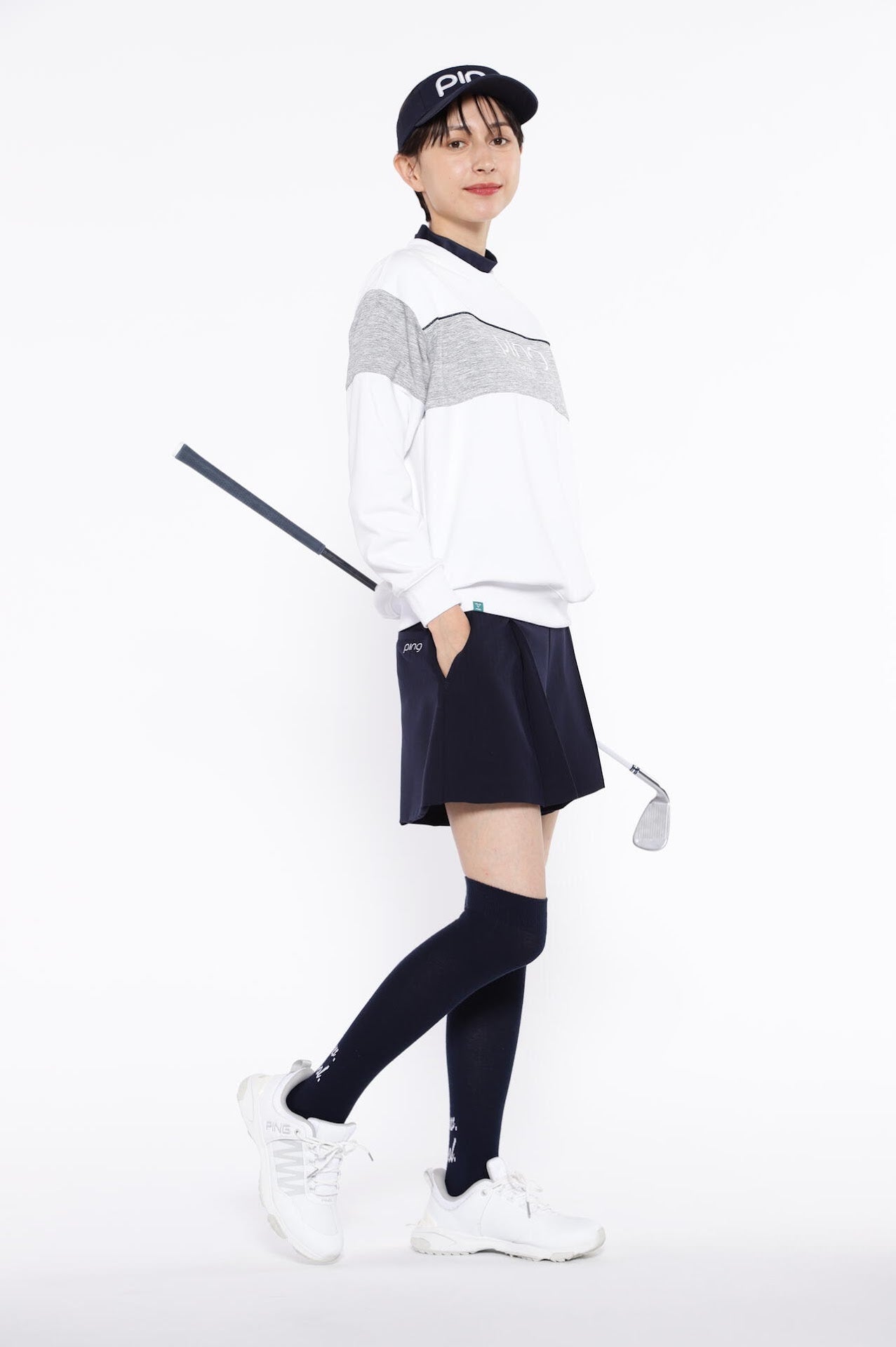 【PING APPAREL】ヘリンボーン全方向ストレッチストレッチ総裏仕立てショートパンツ <NATIVE> (LADIES)