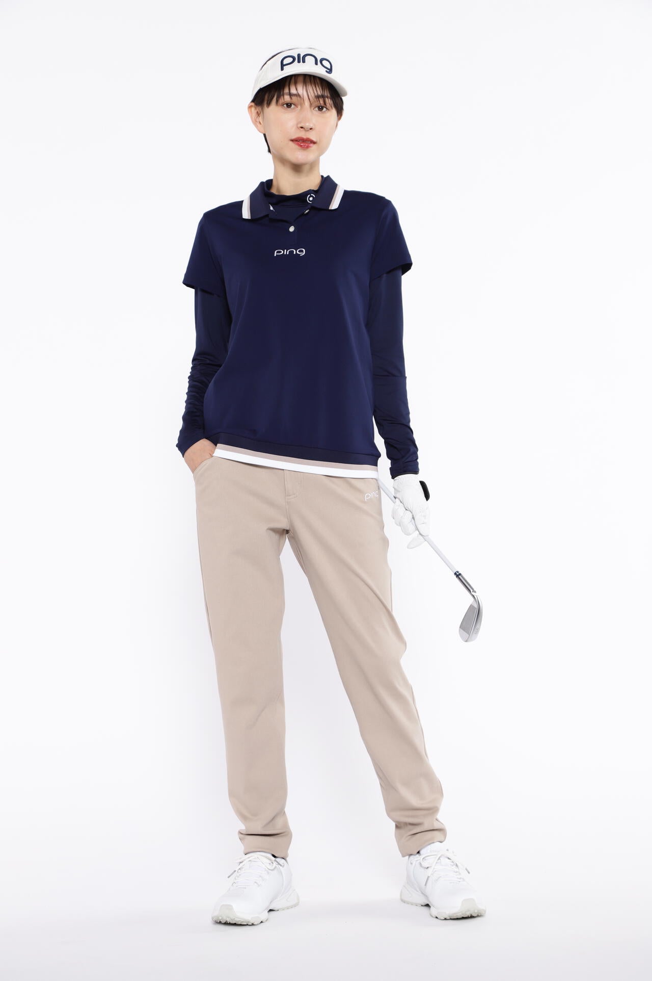 【PING APPAREL】ストレッチカノコ×ストレッチ天竺レイヤードツインセット <NATIVE> (LADIES)