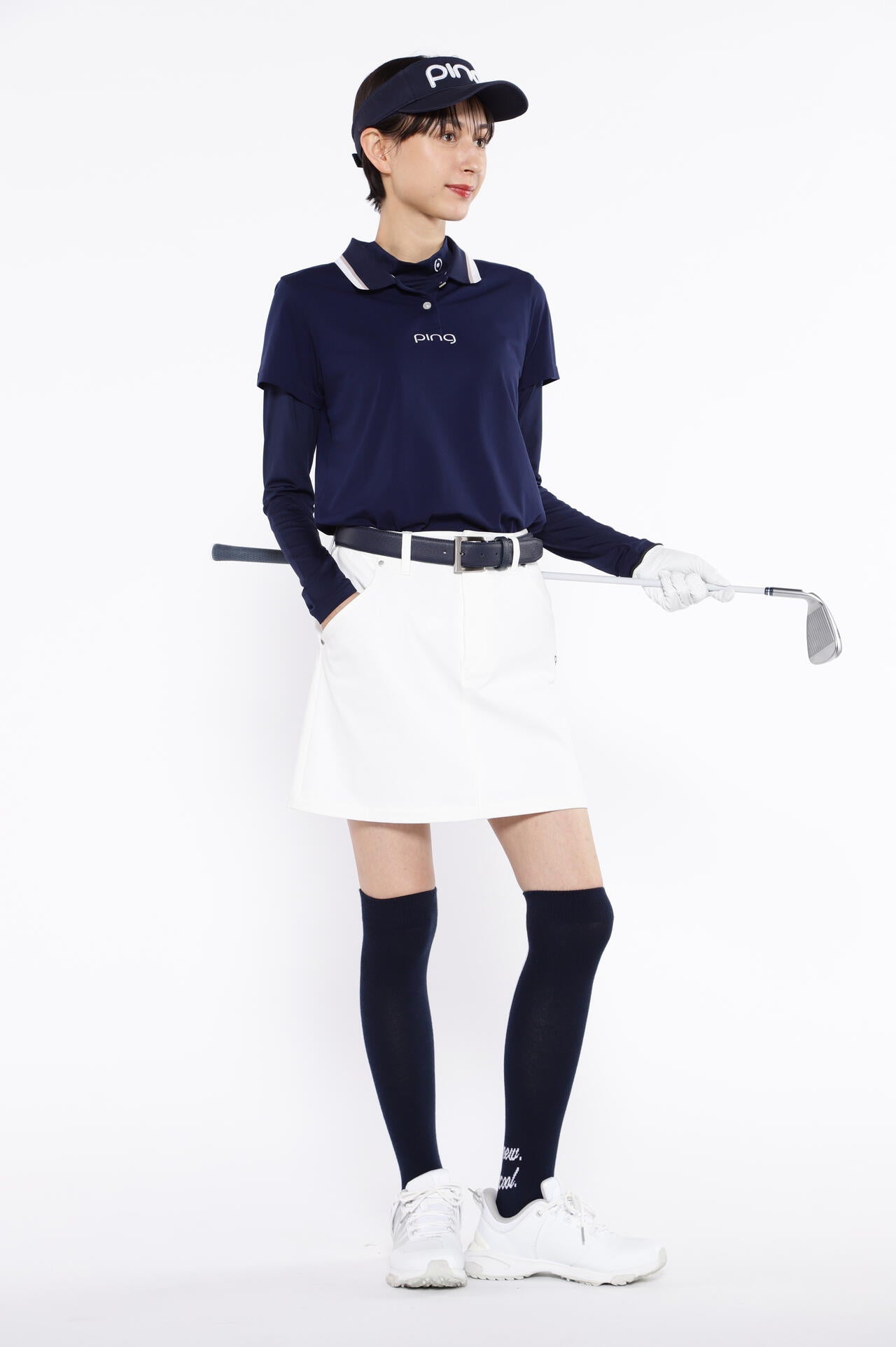 【PING APPAREL】ストレッチカノコ×ストレッチ天竺レイヤードツインセット <NATIVE> (LADIES)