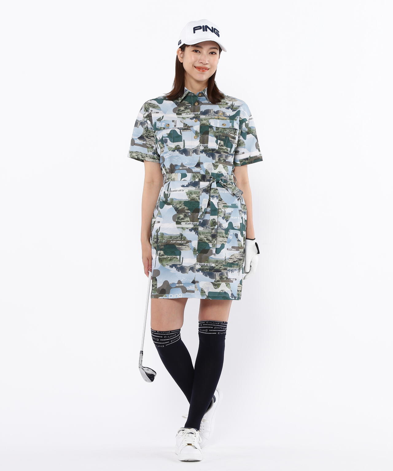 【PING APPAREL】全方向ストレッチサッカー半袖ワンピース <LADIES LINE><NATIVE> (LADIES)