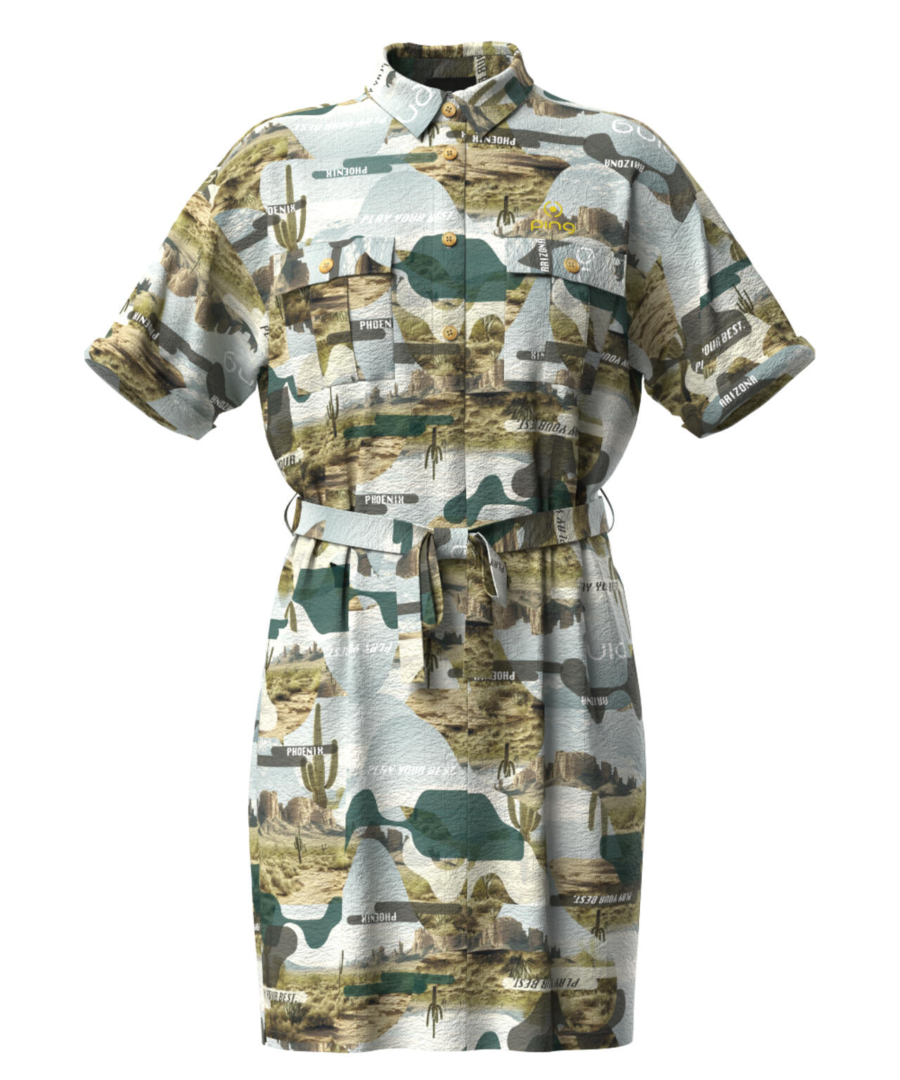 【PING APPAREL】全方向ストレッチサッカー半袖ワンピース <LADIES LINE><NATIVE> (LADIES)