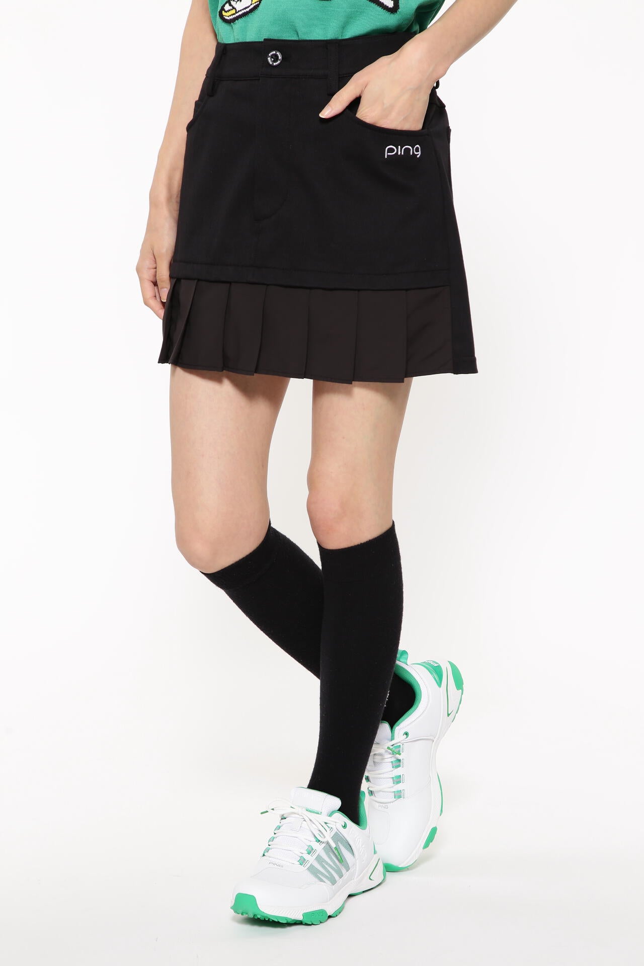 【PING APPAREL】フェイクレイヤードプリーツスカート <LADIES LINE><NATIVE> (LADIES)