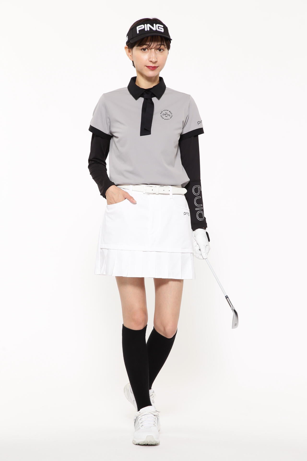 【PING APPAREL】フェイクレイヤードプリーツスカート <LADIES LINE><NATIVE> (LADIES)