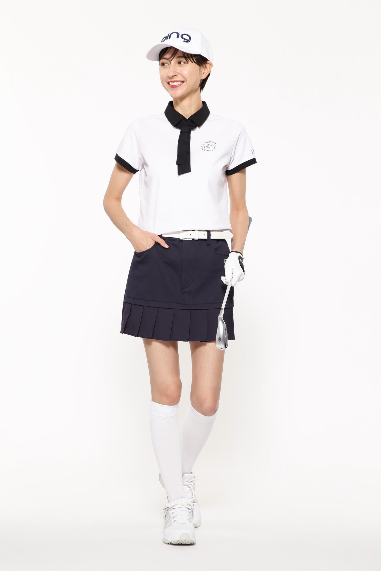 【PING APPAREL】フェイクレイヤードプリーツスカート <LADIES LINE><NATIVE> (LADIES)