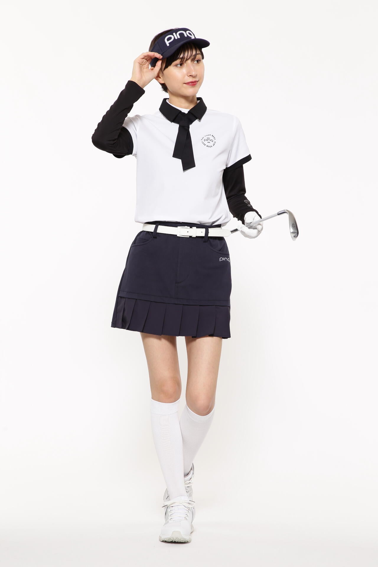 【PING APPAREL】フェイクレイヤードプリーツスカート <LADIES LINE><NATIVE> (LADIES)