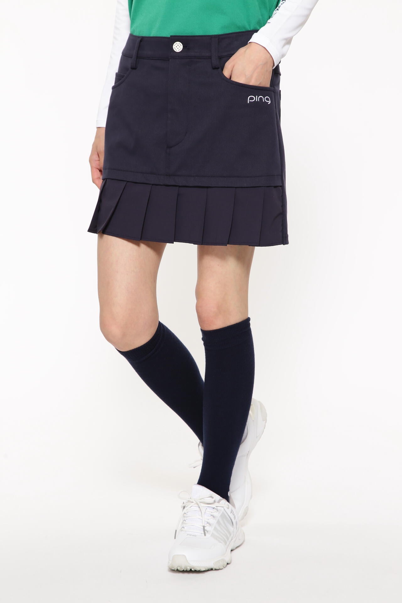 【PING APPAREL】フェイクレイヤードプリーツスカート <LADIES LINE><NATIVE> (LADIES)