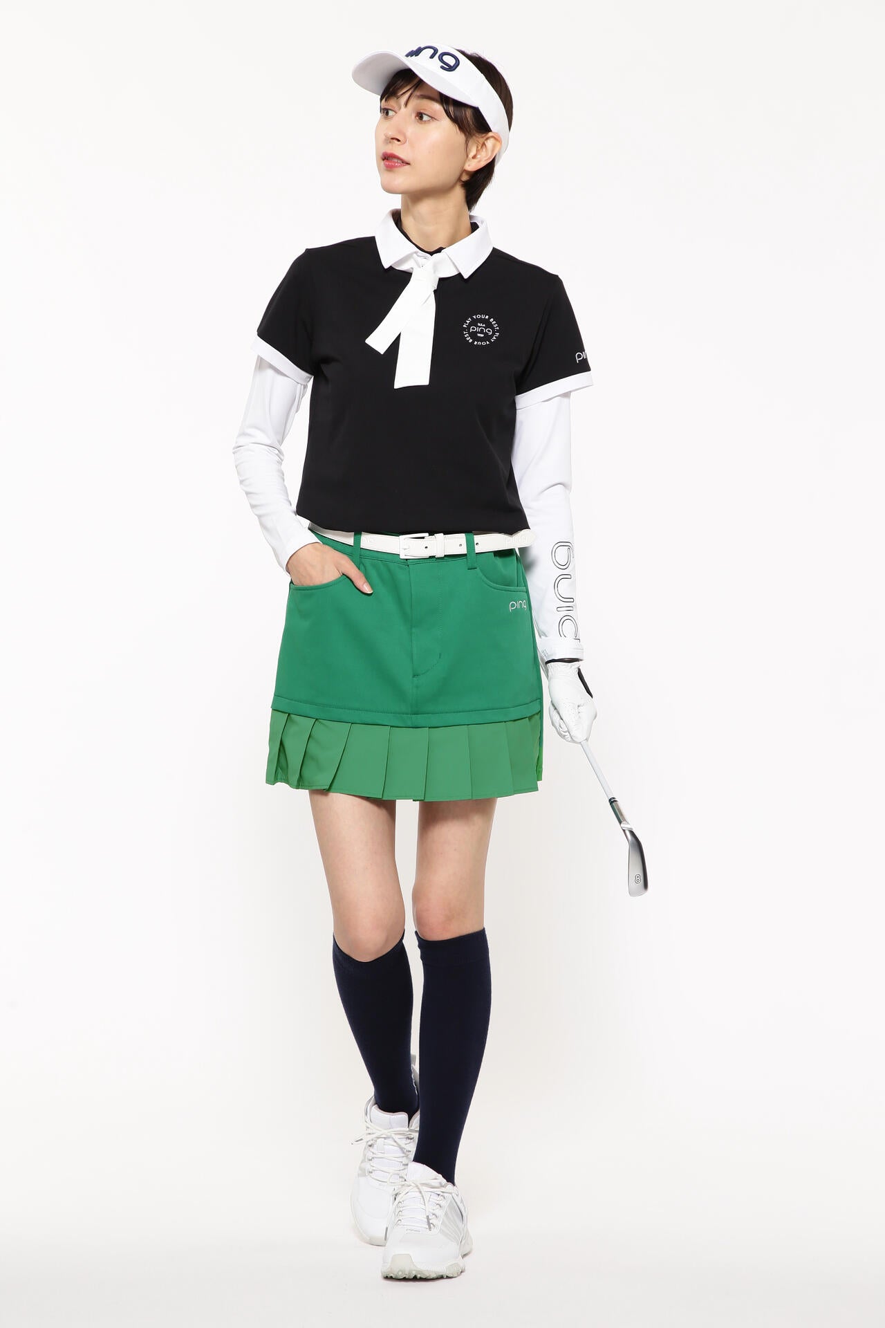 【PING APPAREL】フェイクレイヤードプリーツスカート <LADIES LINE><NATIVE> (LADIES)