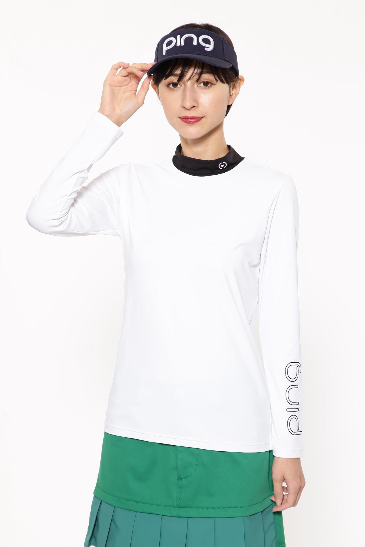【PING APPAREL】カノコポロ 天竺インナー ネクタイ付きレイヤードツインセット <LADIES LINE> (LADIES)
