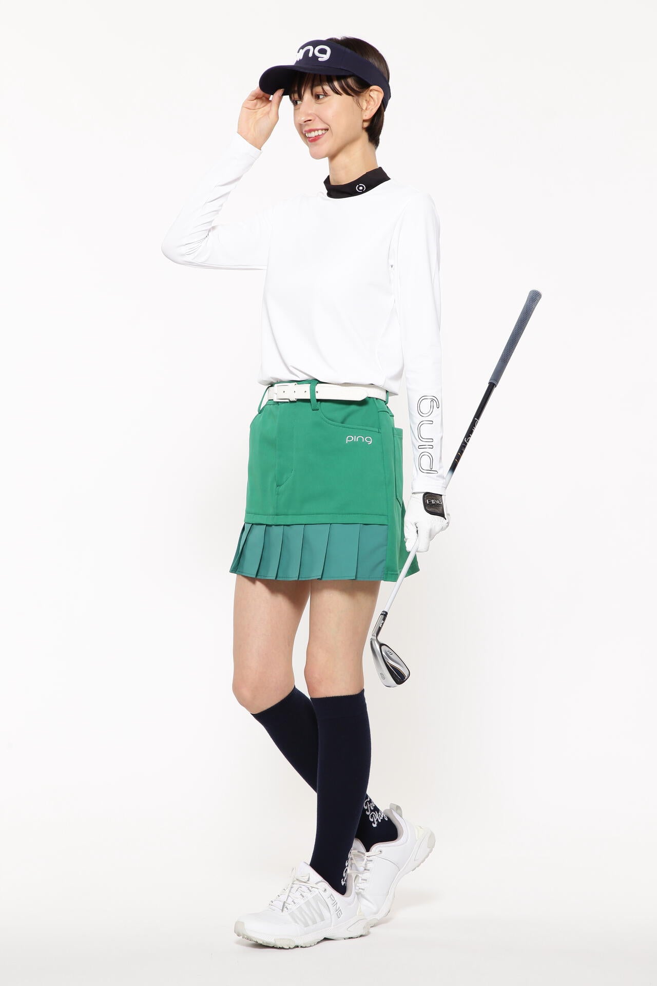 【PING APPAREL】カノコポロ 天竺インナー ネクタイ付きレイヤードツインセット <LADIES LINE> (LADIES)