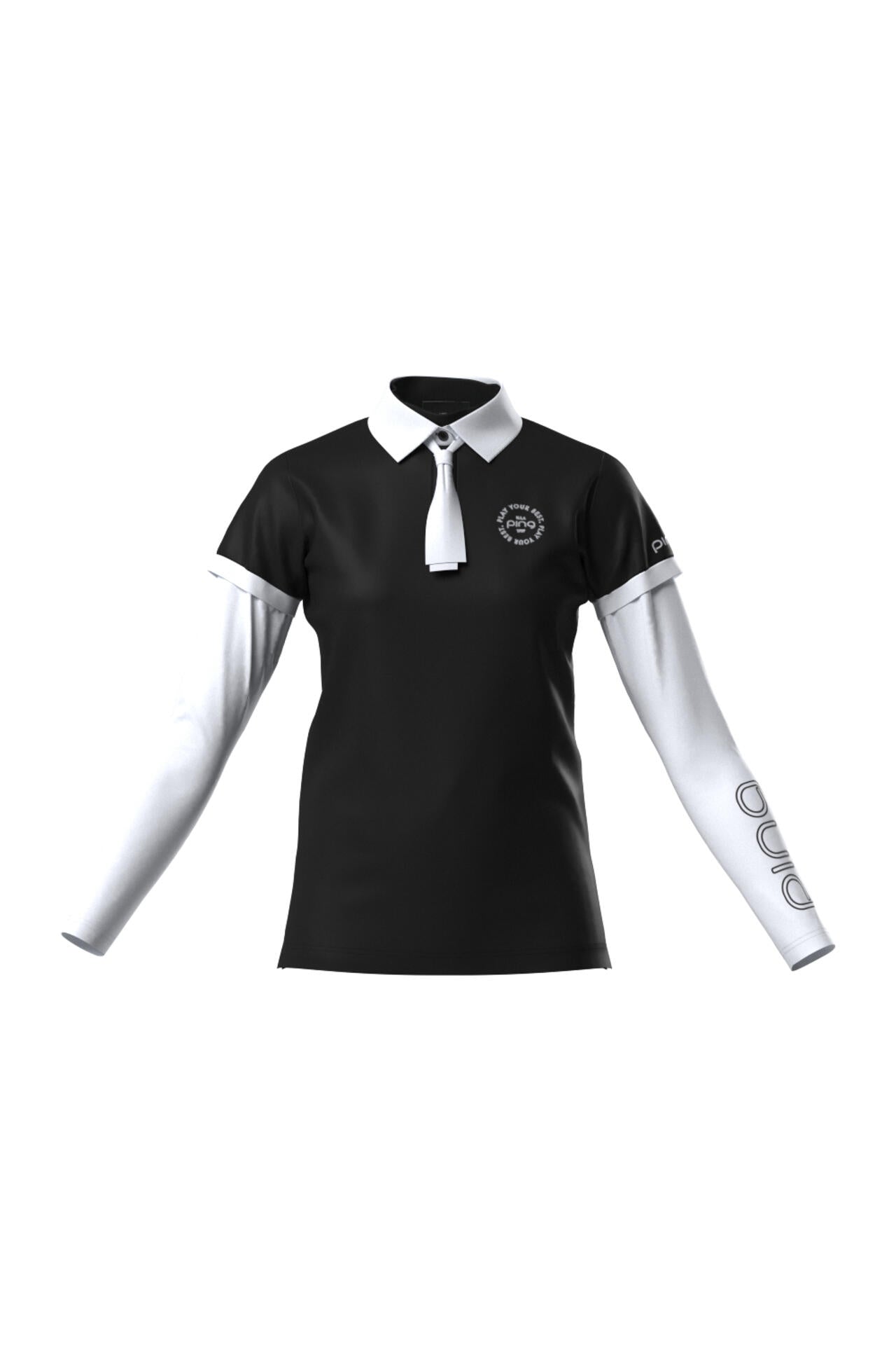 【PING APPAREL】カノコポロ 天竺インナー ネクタイ付きレイヤードツインセット <LADIES LINE> (LADIES)