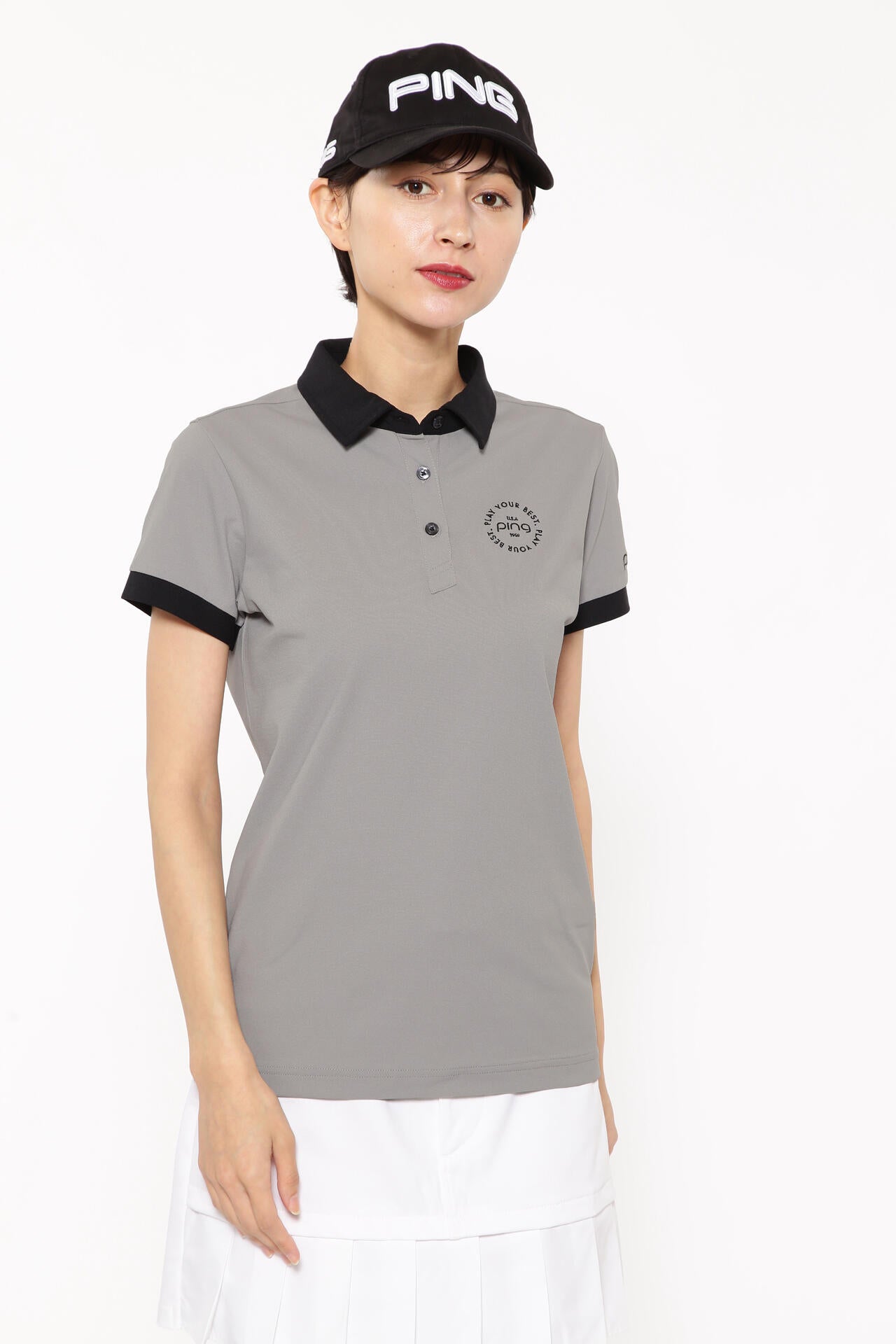 【PING APPAREL】カノコポロ 天竺インナー ネクタイ付きレイヤードツインセット <LADIES LINE> (LADIES)