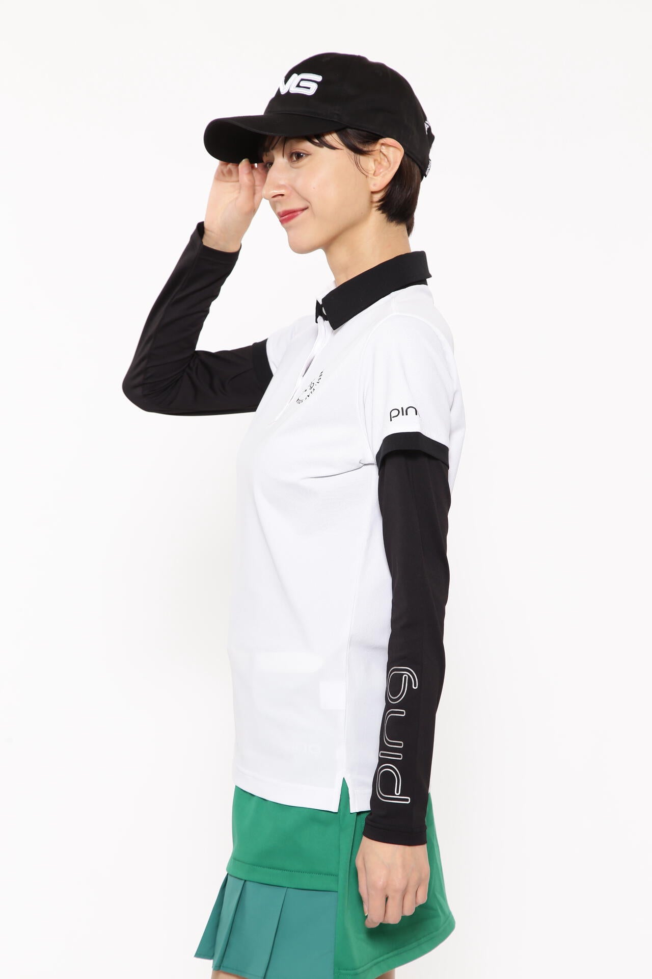 【PING APPAREL】カノコポロ 天竺インナー ネクタイ付きレイヤードツインセット <LADIES LINE> (LADIES)