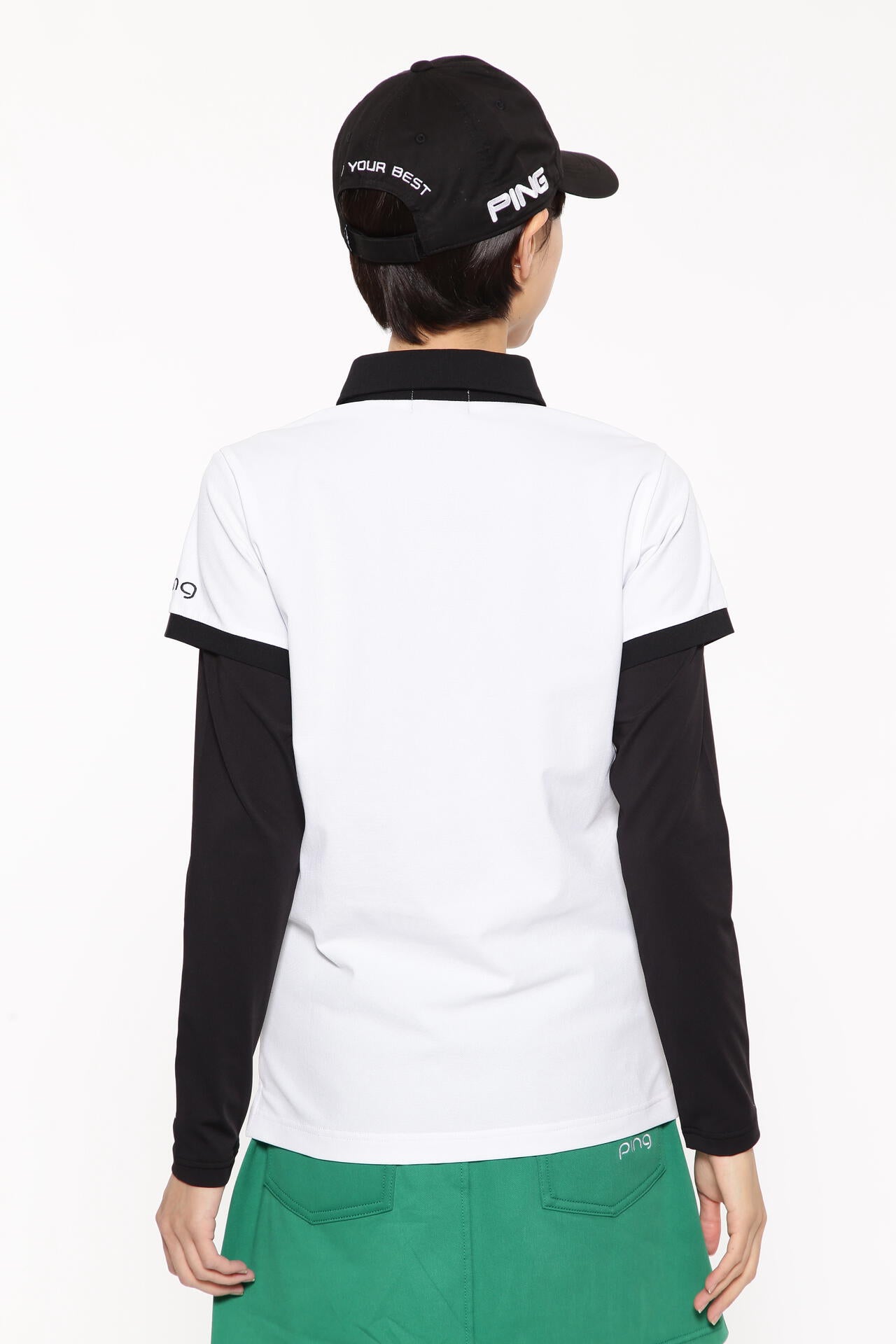 【PING APPAREL】カノコポロ 天竺インナー ネクタイ付きレイヤードツインセット <LADIES LINE> (LADIES)