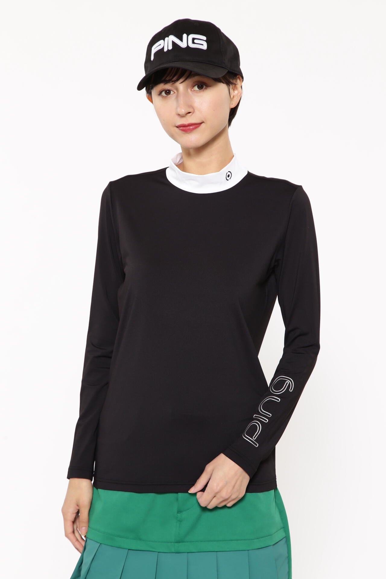 【PING APPAREL】カノコポロ 天竺インナー ネクタイ付きレイヤードツインセット <LADIES LINE> (LADIES)