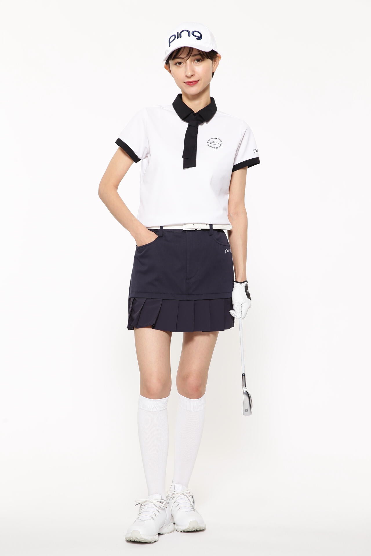 【PING APPAREL】カノコポロ 天竺インナー ネクタイ付きレイヤードツインセット <LADIES LINE> (LADIES)