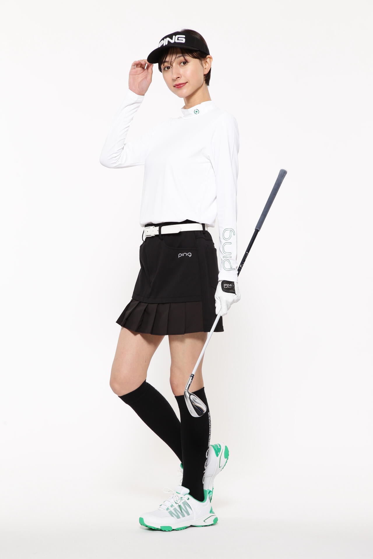 【PING APPAREL】カノコポロ 天竺インナー ネクタイ付きレイヤードツインセット <LADIES LINE> (LADIES)